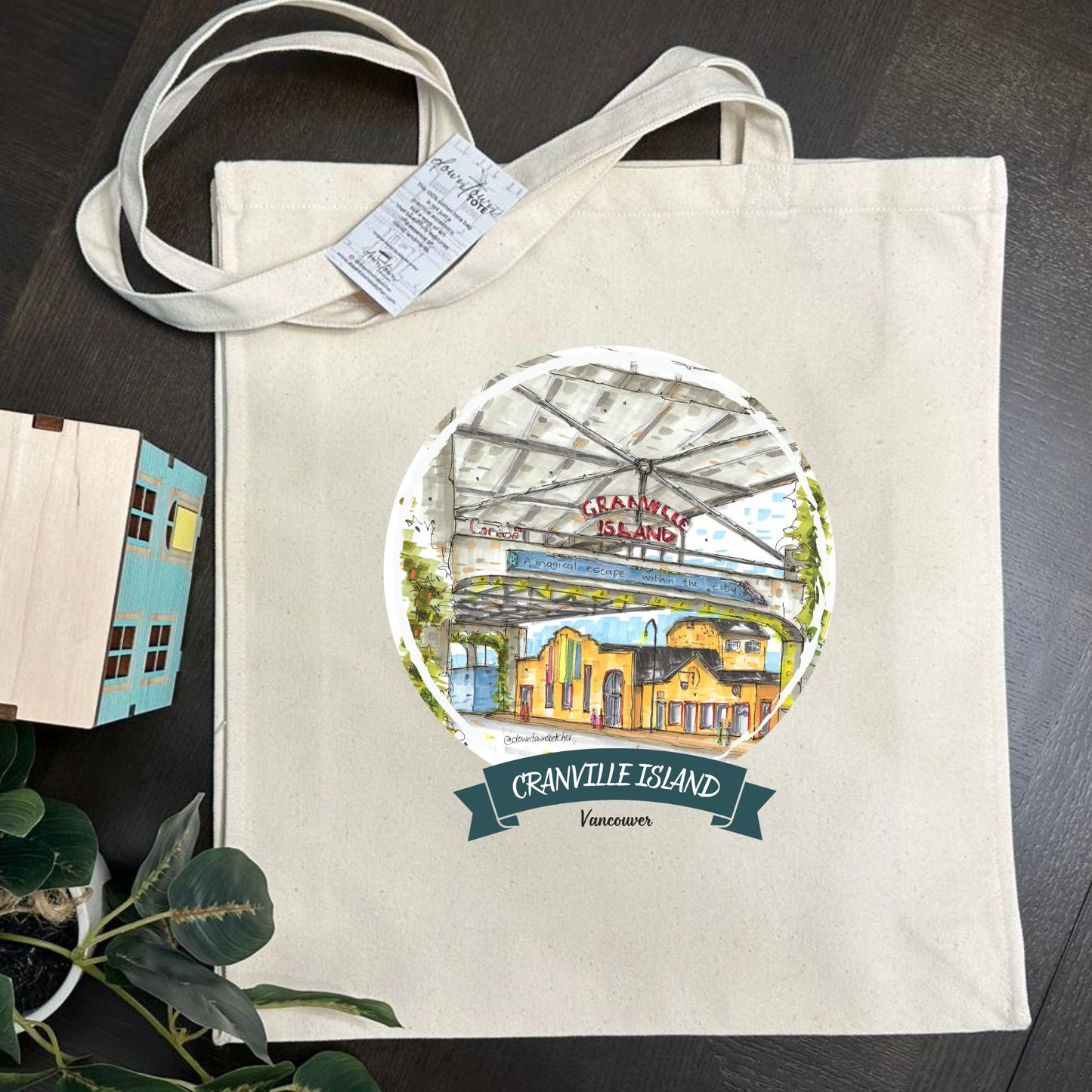 Anderson Street, Granville Island, Vancouver - Downtown Tote Tall- Downtown Sketcher