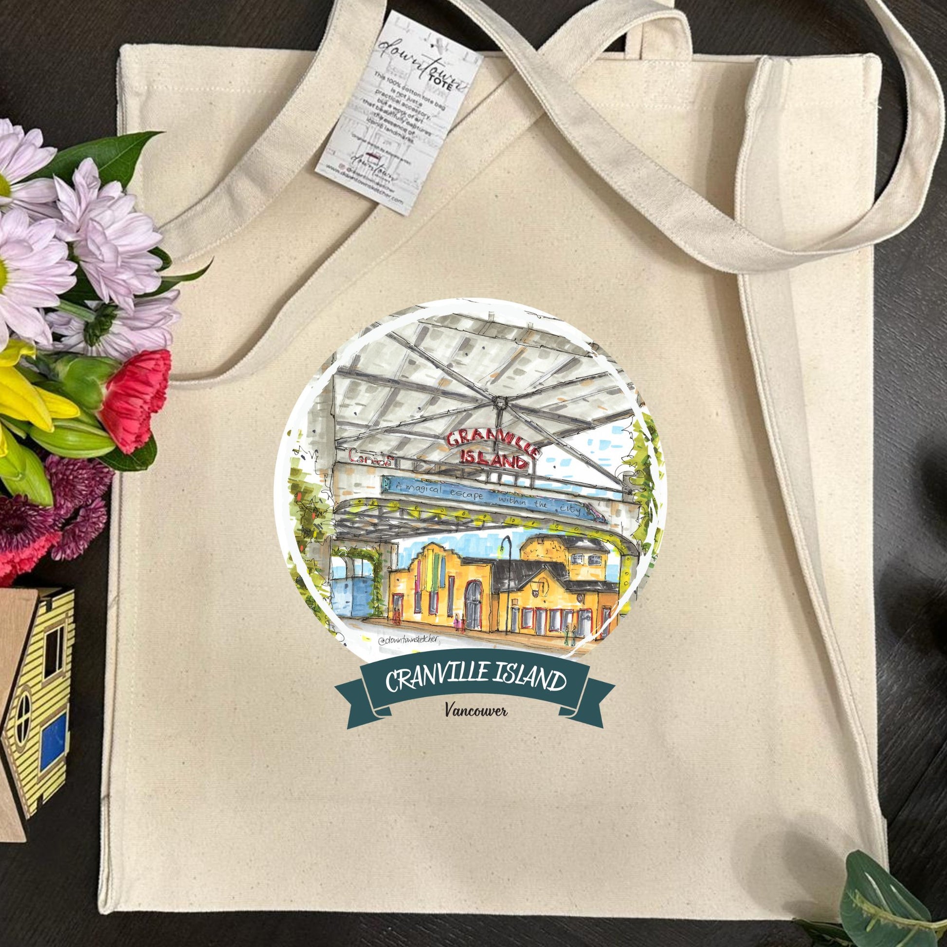 Anderson Street, Granville Island, Vancouver - Downtown Tote Tall- Downtown Sketcher