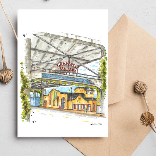 Anderson Street, Granville Island, Vancouver, Greeting Card - Downtown Sketcher