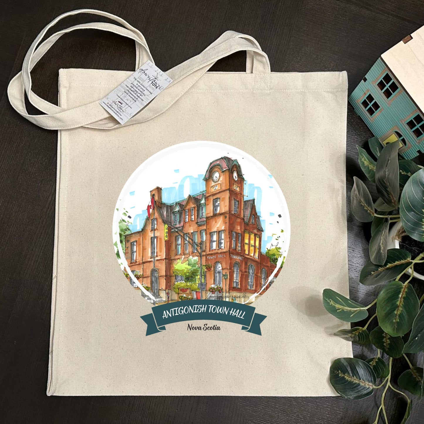Antigonish Town Hall, Nova Scotia - Tote Bag - Downtown Sketcher - Tall - Downtown Tote - Downtown Sketcher