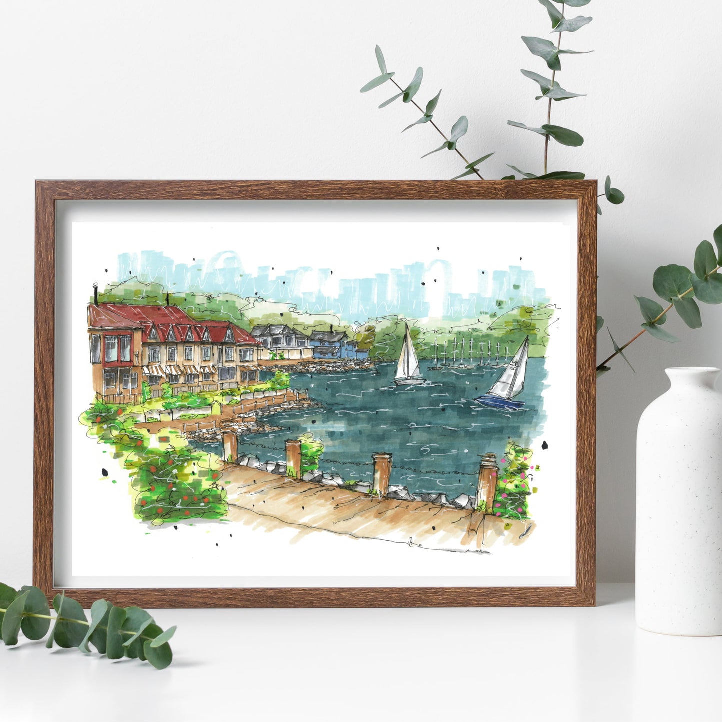 Bedford Basin Halifax, Nova Scotia, Print, Downtownsketcher, Wynand van Niekerk, DTS0087