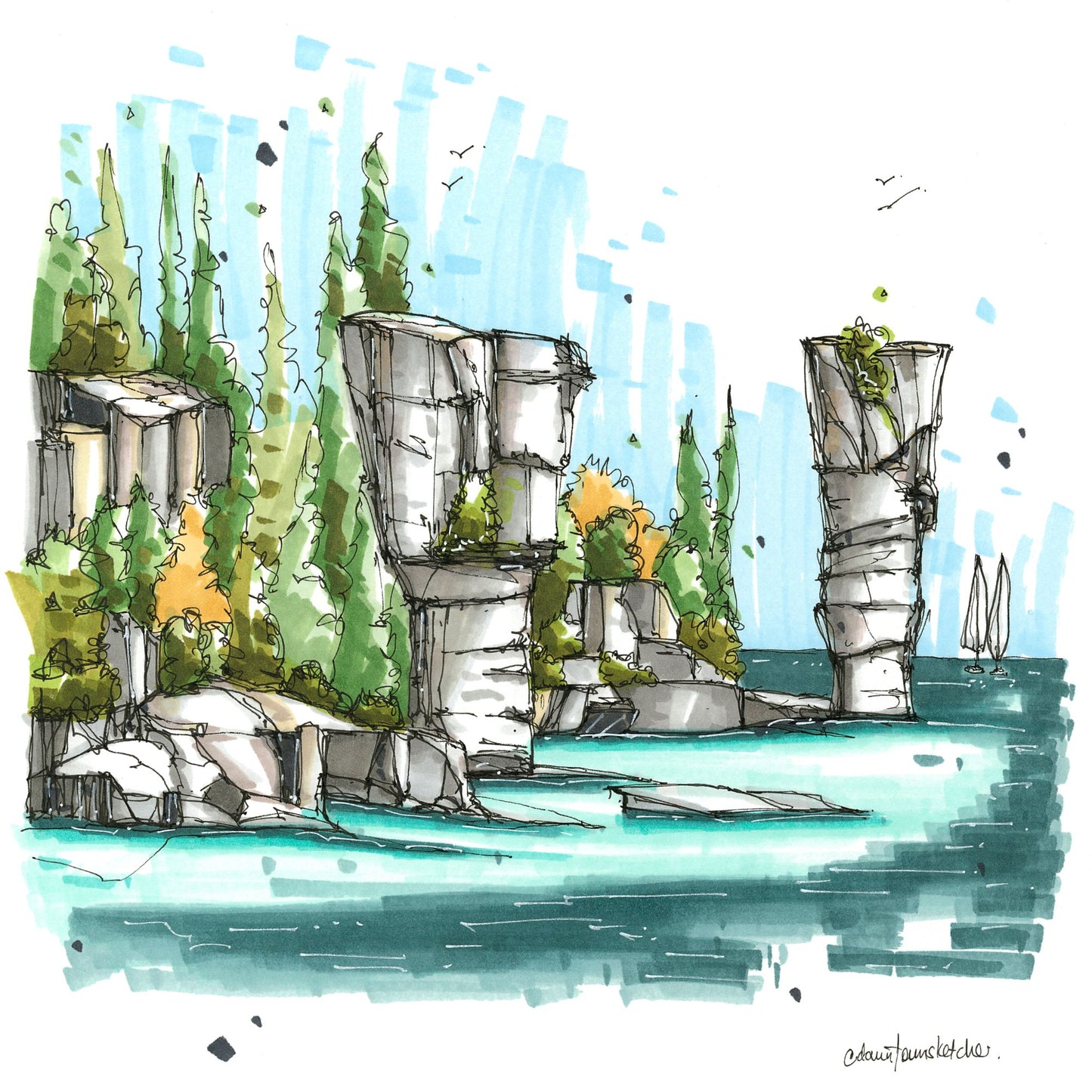 Big and Small Flowerpot Tobermory, ON, Greeting Card