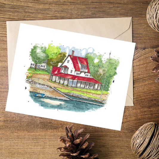 Chester Yacht Club, Chester, Nova Scotia, Greeting Card, Downtownsketcher, Wynand van Niekerk, DTS0076