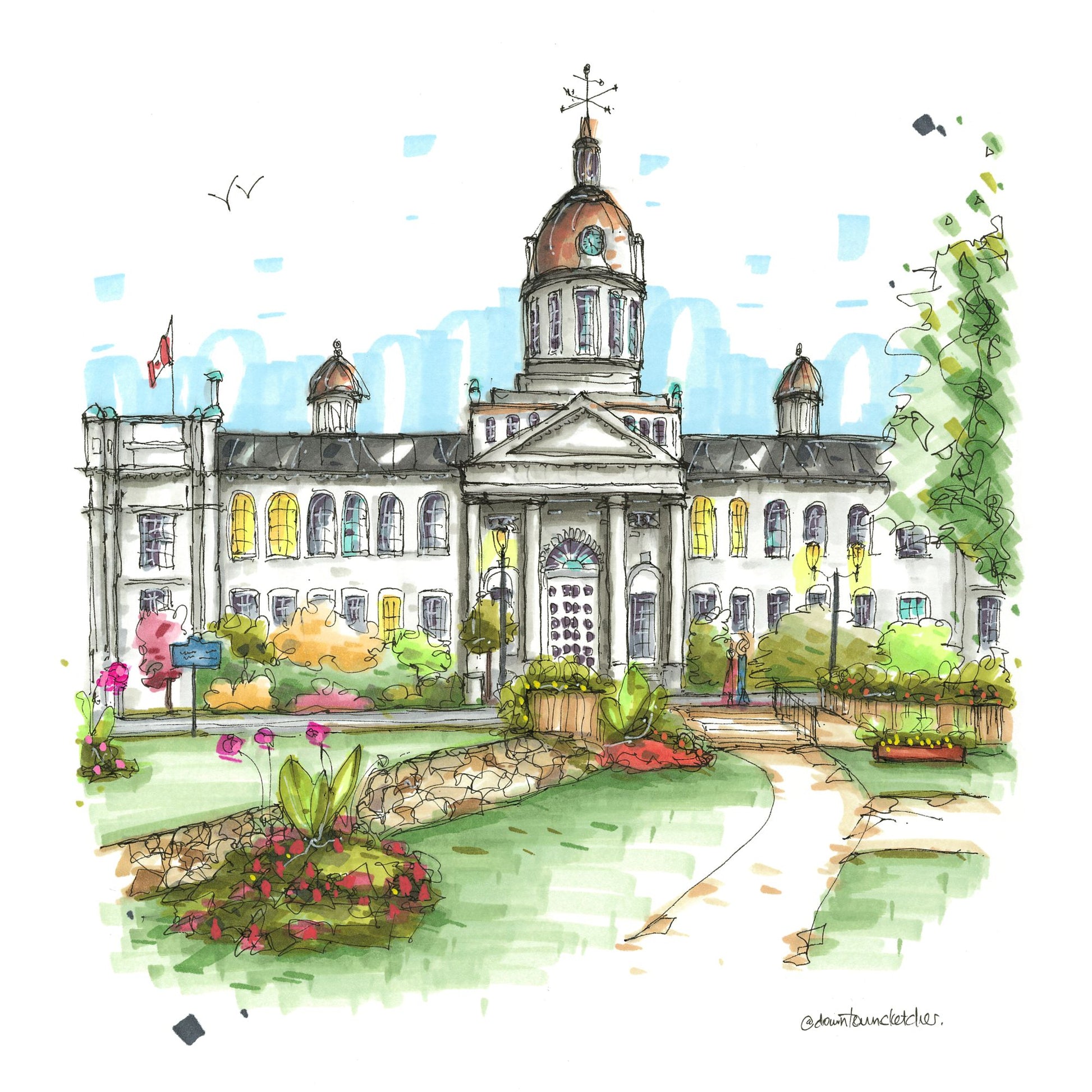 City Hall Kingston, Ontario , Greeting Card - Downtown Sketcher