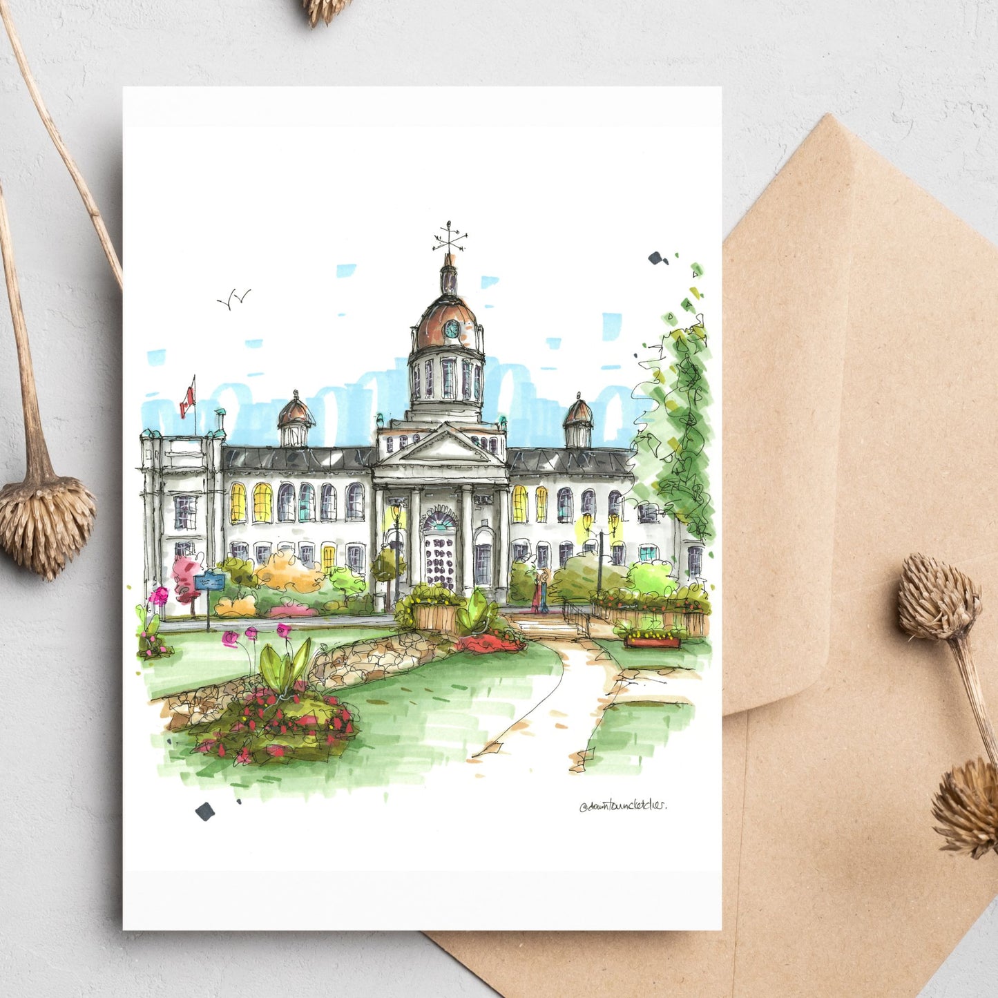 City Hall Kingston, Ontario , Greeting Card - Downtown Sketcher