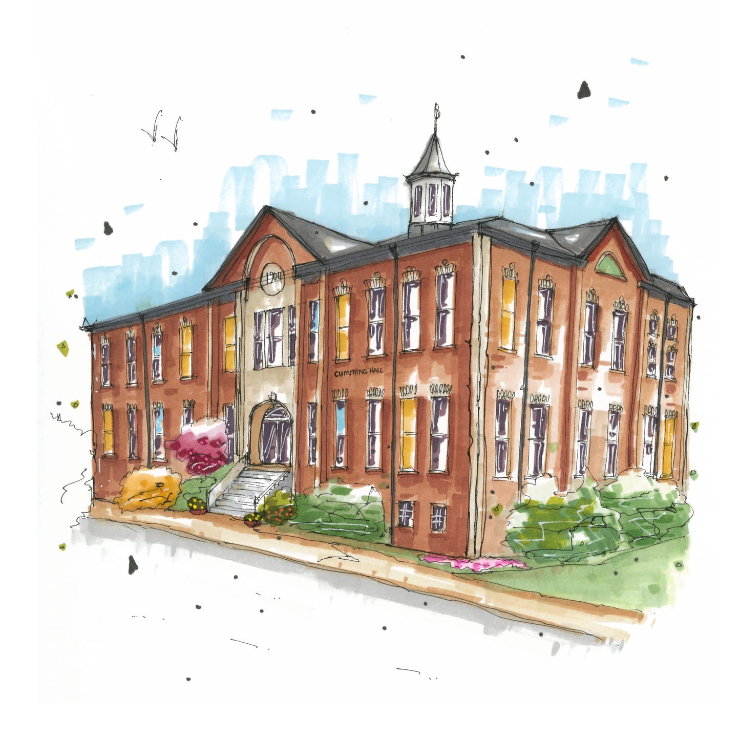 Cumming Hall, Dalhousie University, Truro, Greeting Card, Urban Sketch, Greeting Card, Downtown Sketcher, Wynand van Niekerk