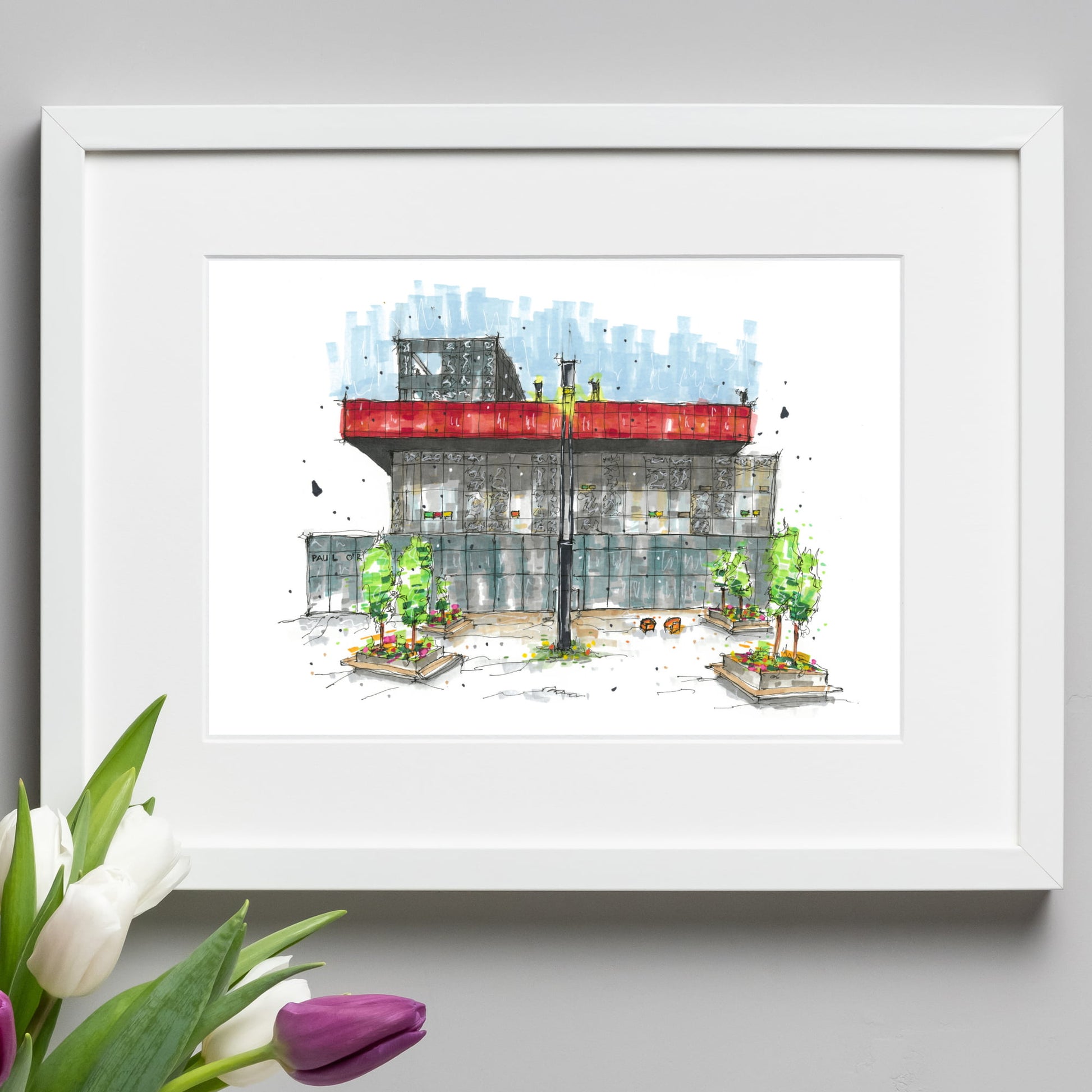 DTS0040, Halifax Central Library, Halifax, Architectural Sketch, Corner Shop, Art print, Downtown Sketcher, Wynand van Niekerk