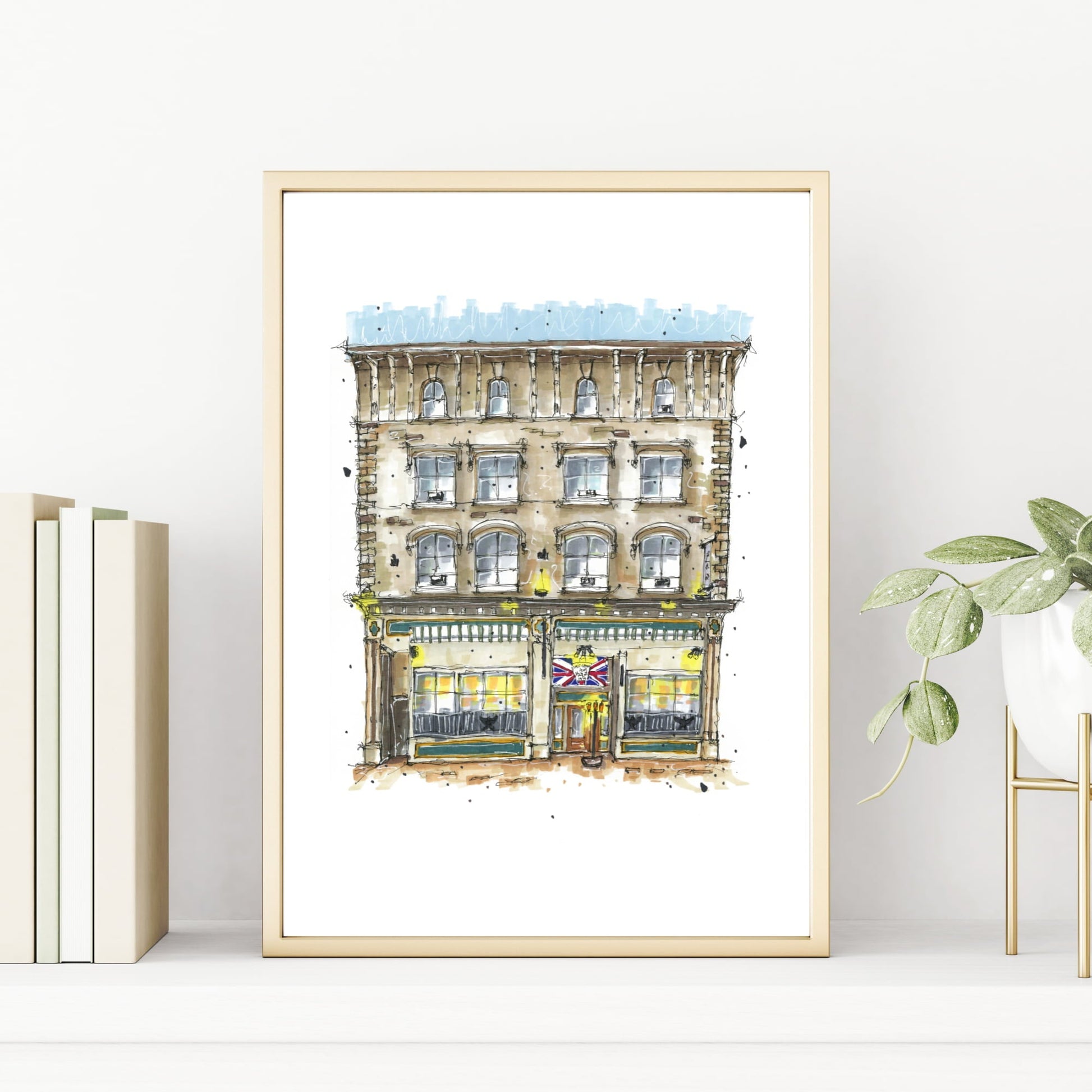 DTS0044 - Split Crow Pub, Halifax, Architectural Sketch, Corner Shop, Art print, DowThe Split Crow Pub, Halifax, Nova Scotia, Print, Downtownsketcher, Wynand van Niekerk,  DTS0044ntown Sketcher, Wynand van Niekerk