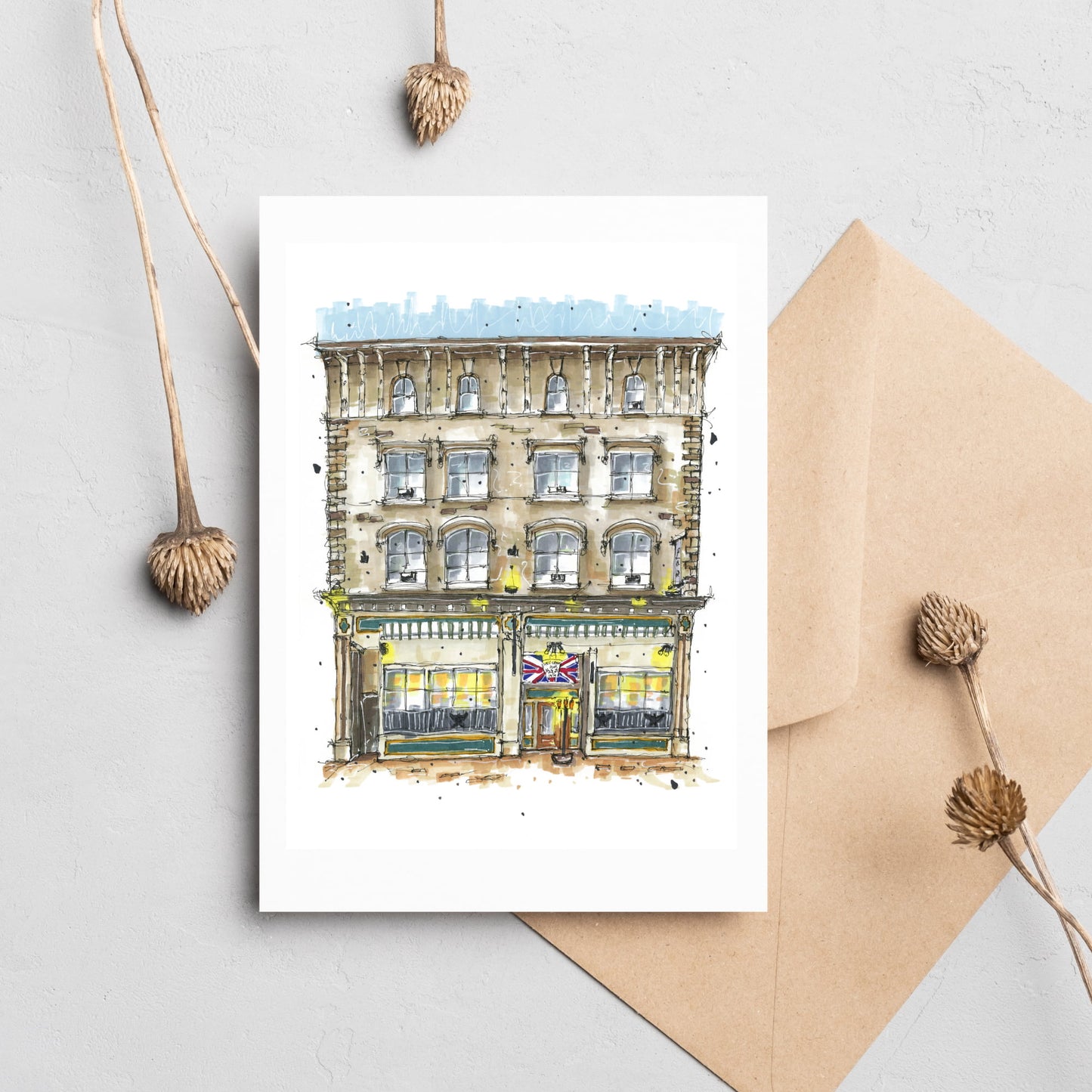 The Split Crow Pub, Halifax, Nova Scotia, Greeting Card, Downtownsketcher, Wynand van Niekerk, DTS0044