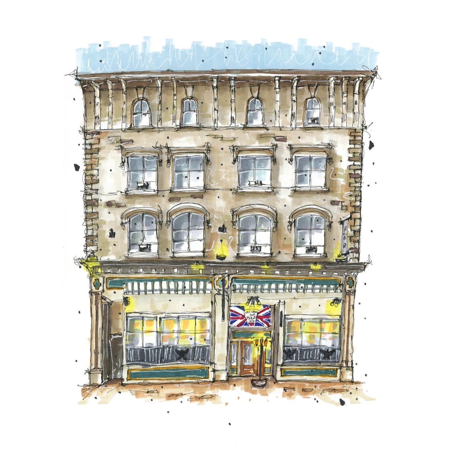 The Split Crow Pub, Halifax, Nova Scotia, Greeting Card, Downtownsketcher, Wynand van Niekerk, DTS0044