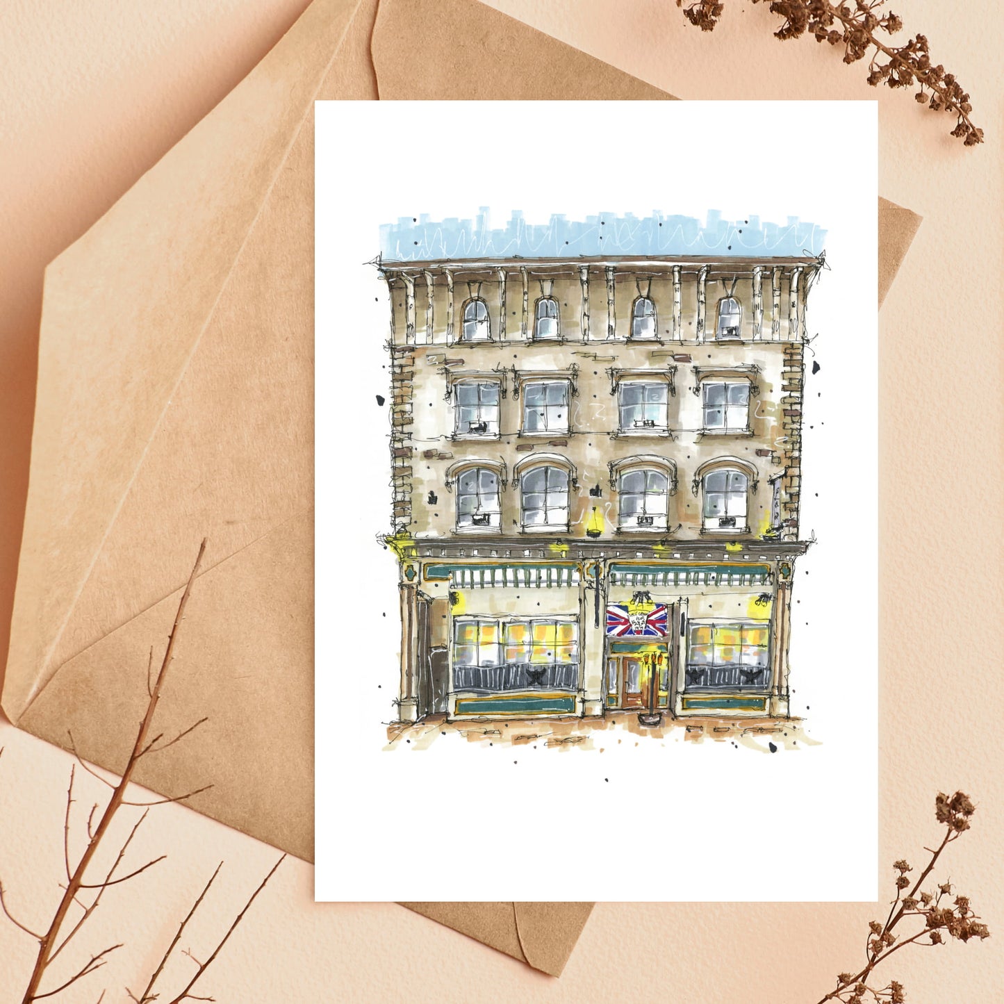 The Split Crow Pub, Halifax, Nova Scotia, Greeting Card, Downtownsketcher, Wynand van Niekerk, DTS0044
