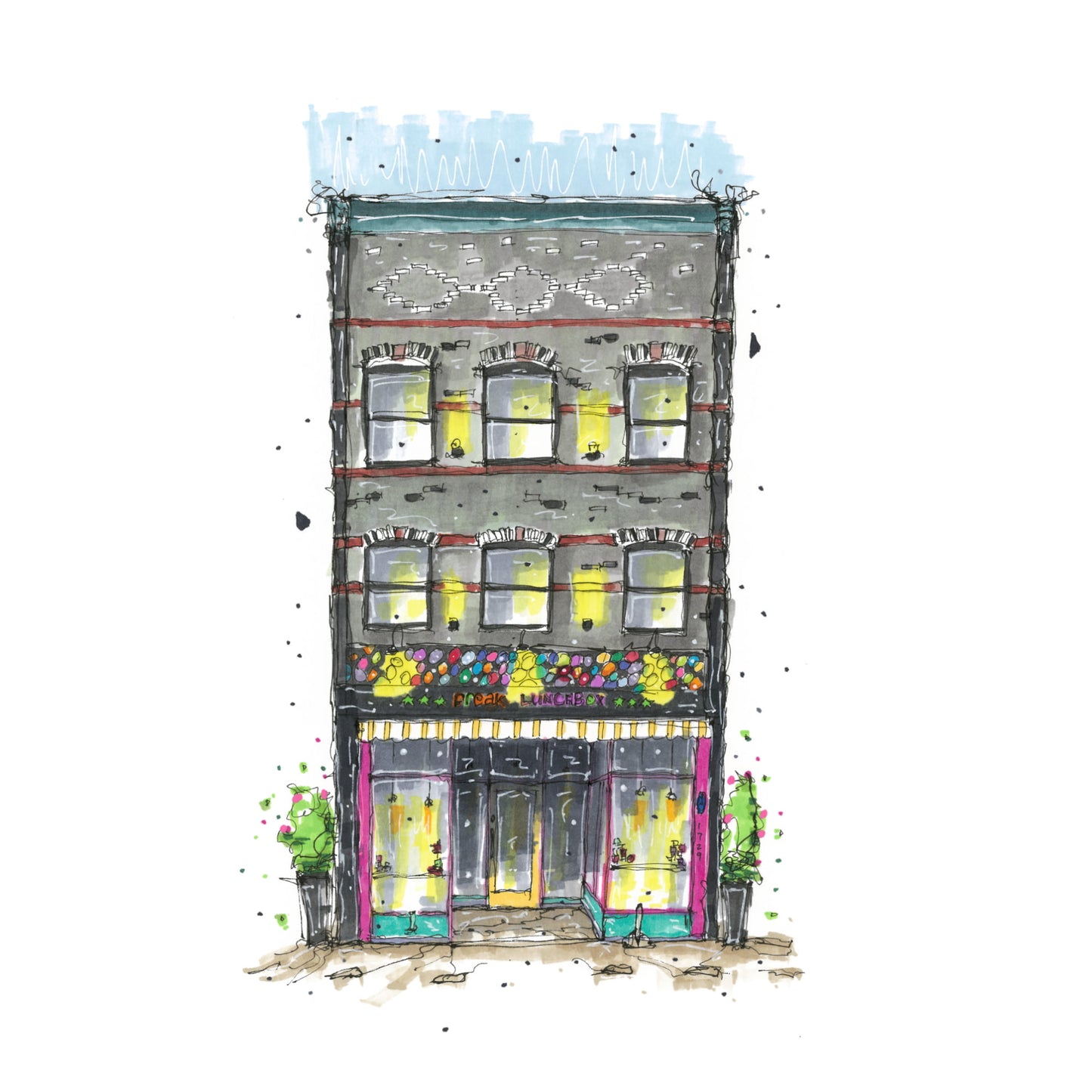The Freak Lunchbox, Halifax, Nova Scotia, Print, Downtownsketcher, Wynand van Niekerk, DTS0045