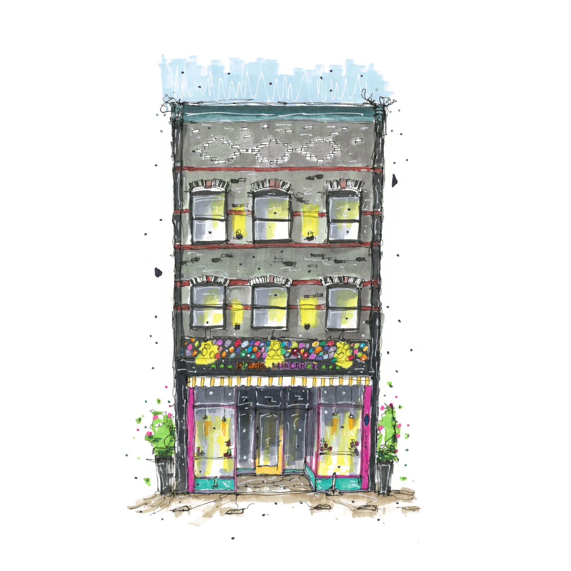 The Freak Lunchbox, Halifax, Nova Scotia, Print, Downtownsketcher, Wynand van Niekerk,  DTS0045