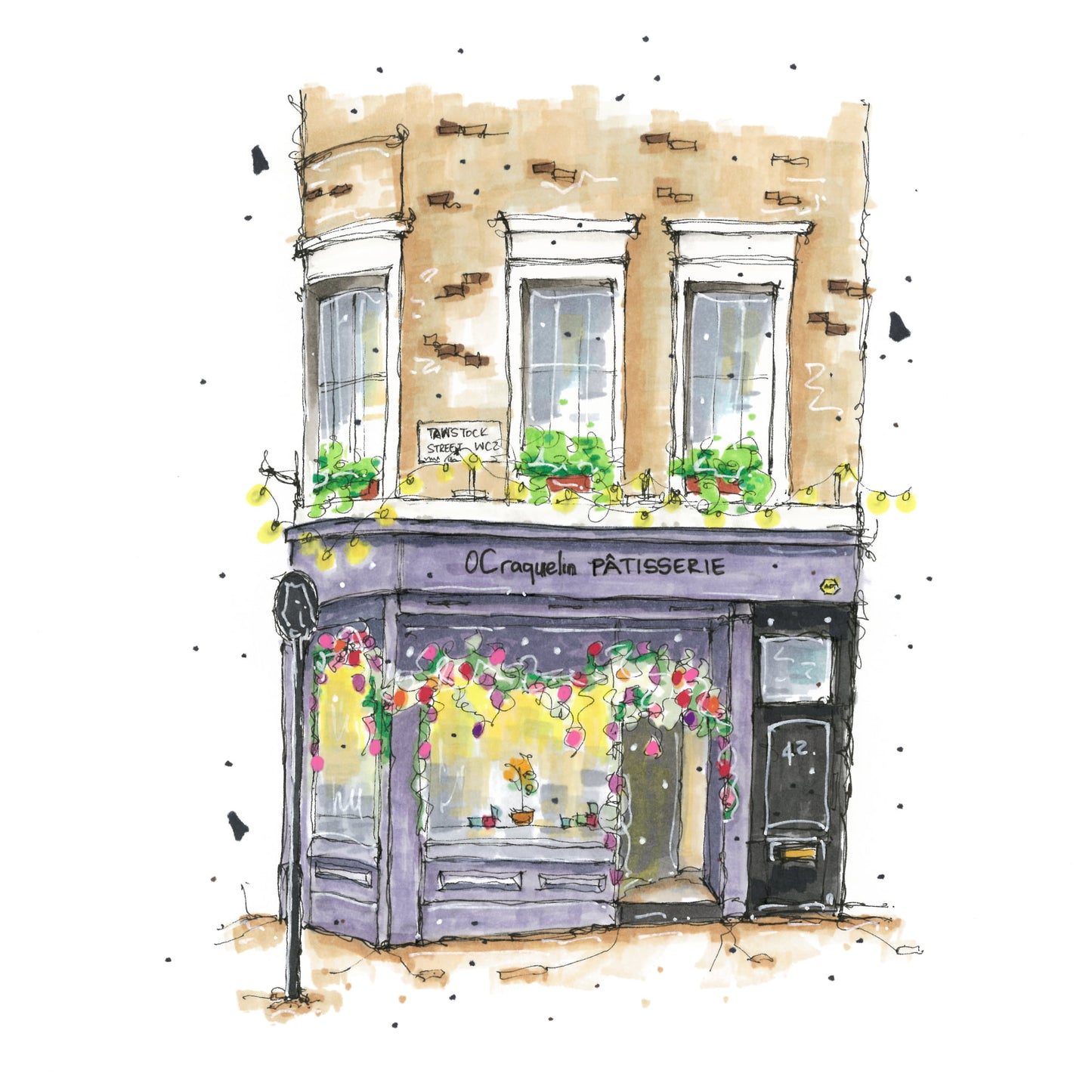 OCraquelin Patisserie, London, United Kingdom, Print, Downtownsketcher, Wynand van Niekerk, DTS0047