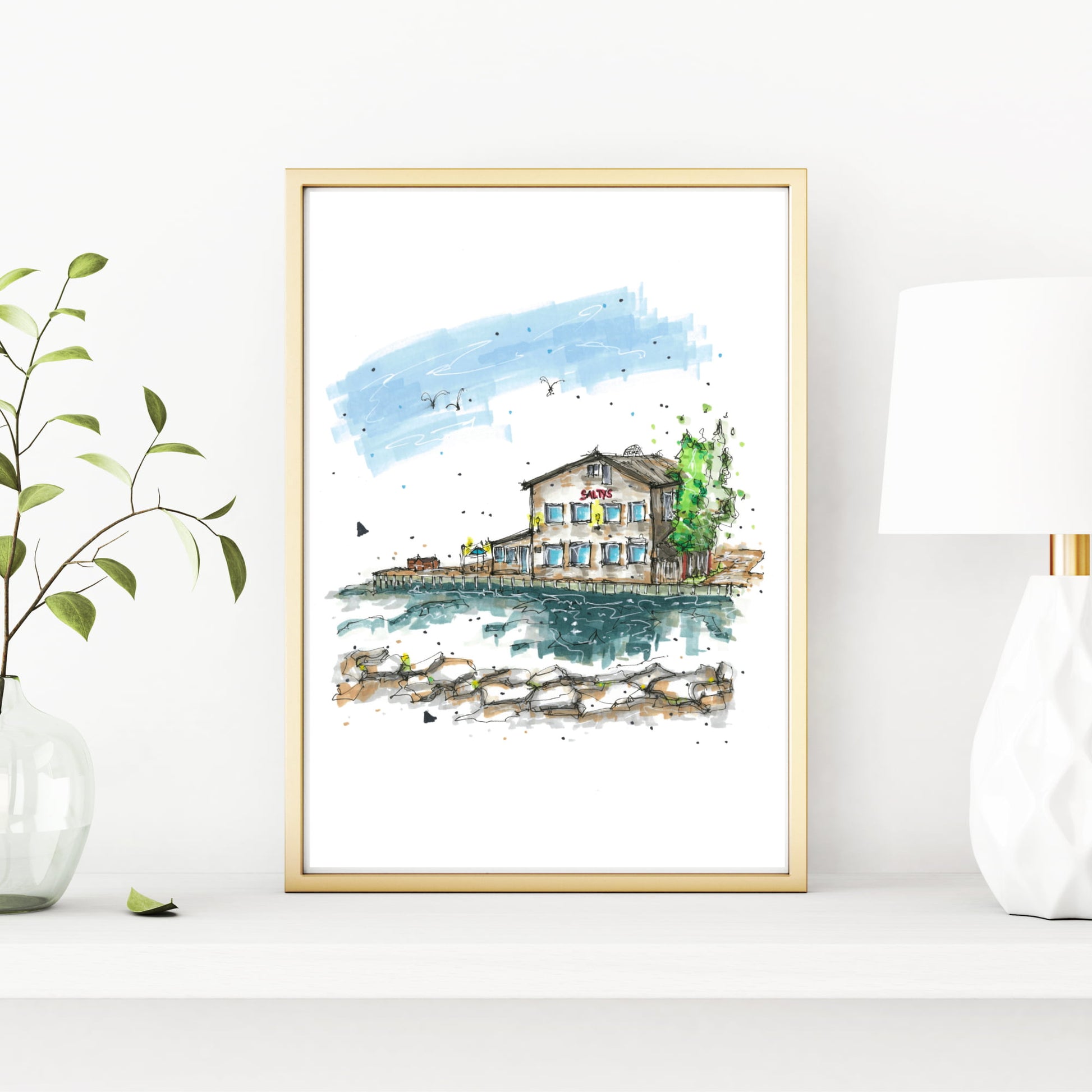 Salty’s Restaurant, Halifax, Nova Scotia, Print, Downtownsketcher, Wynand van Niekerk, DTS0048