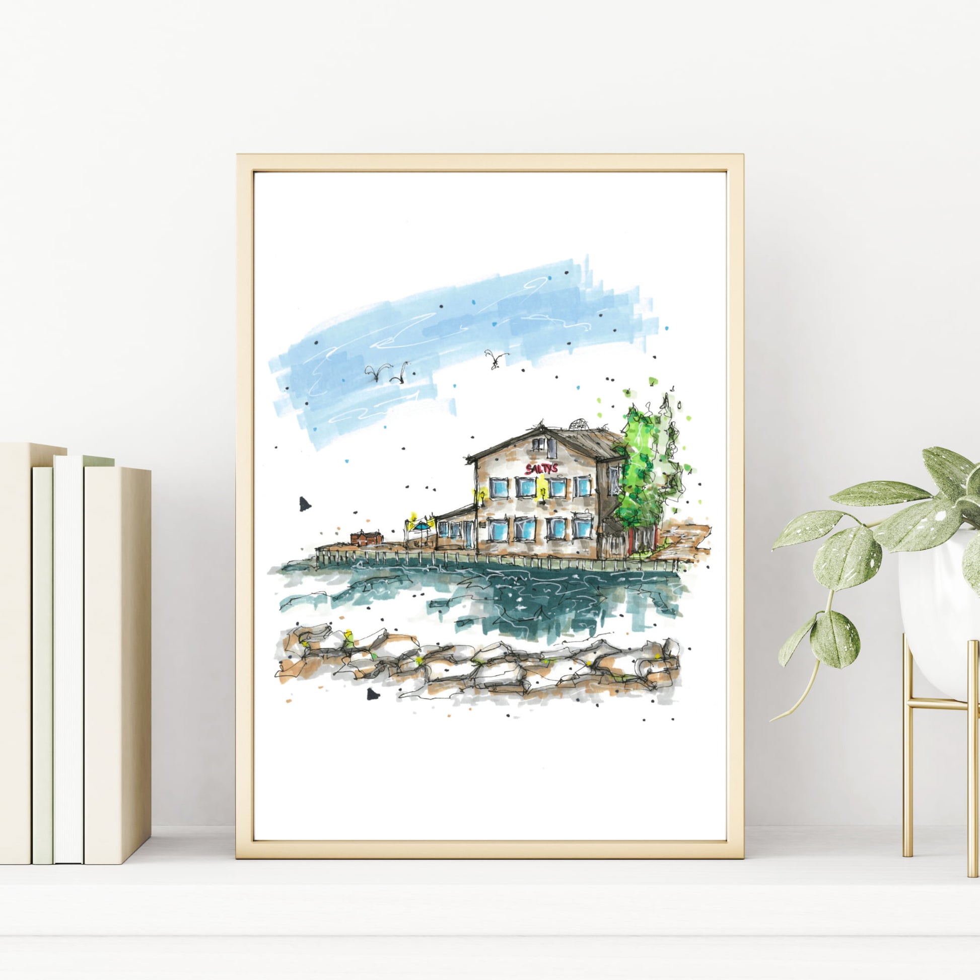 Salty’s Restaurant, Halifax, Nova Scotia, Print, Downtownsketcher, Wynand van Niekerk, DTS0048