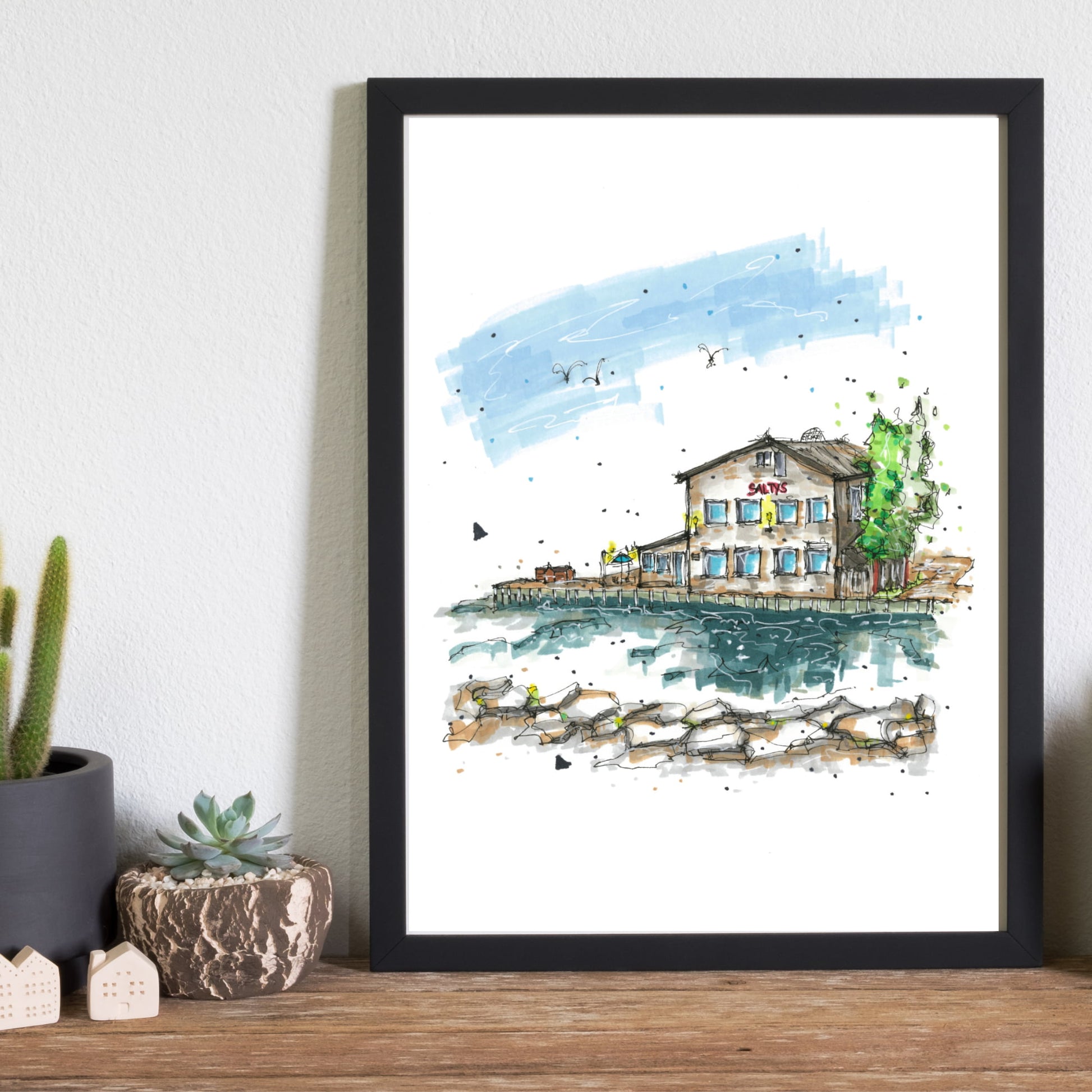 Salty’s Restaurant, Halifax, Nova Scotia, Print, Downtownsketcher, Wynand van Niekerk, DTS0048
