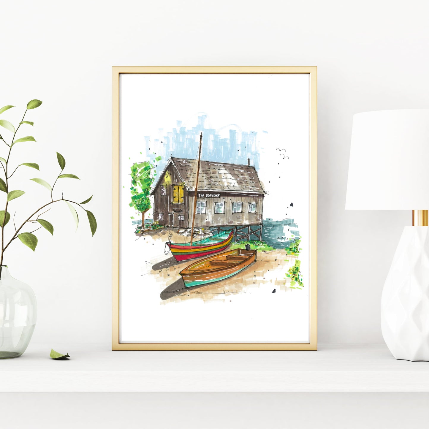 The Dory Shop, Lunenburg, Nova Scotia, Print, Downtownsketcher, Wynand van Niekerk, DTS0051
