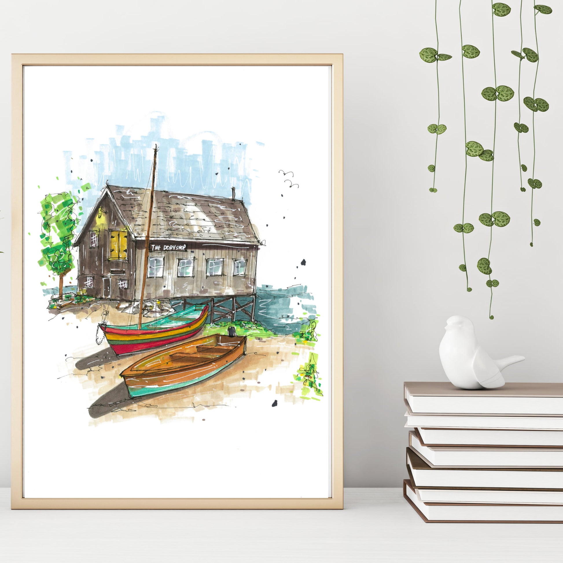 The Dory Shop, Lunenburg, Nova Scotia, Print, Downtownsketcher, Wynand van Niekerk, DTS0051