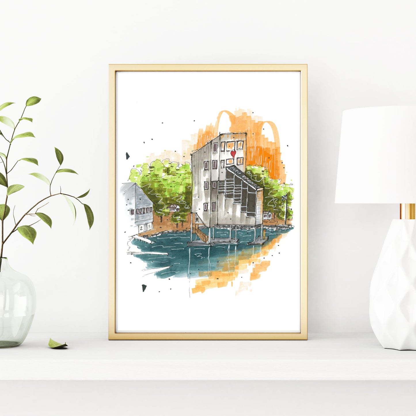 Lake Banook, Dartmouth, Nova Scotia, Print, Downtownsketcher, Wynand van Niekerk, DTS0054