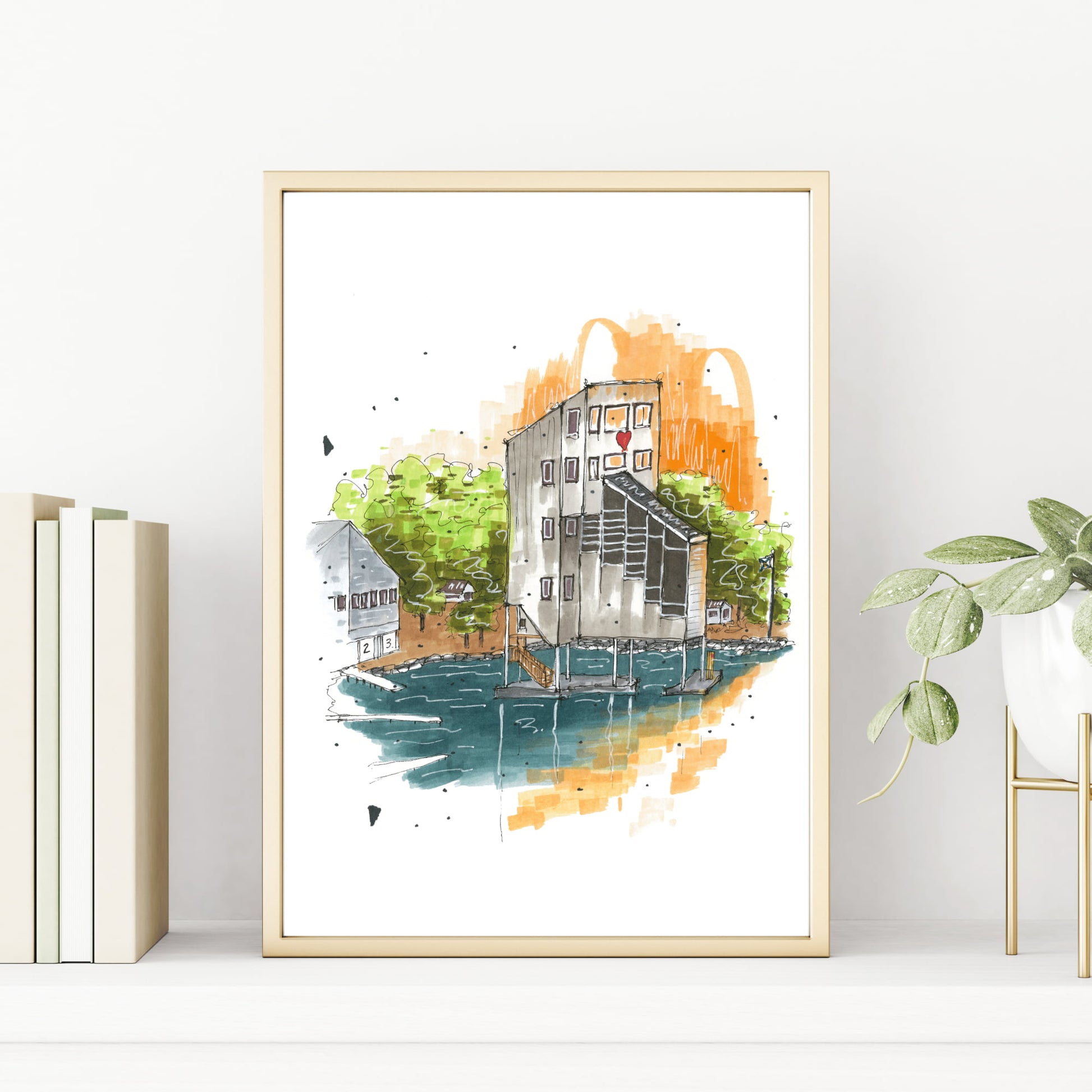 Lake Banook, Dartmouth, Nova Scotia, Print, Downtownsketcher, Wynand van Niekerk, DTS0054