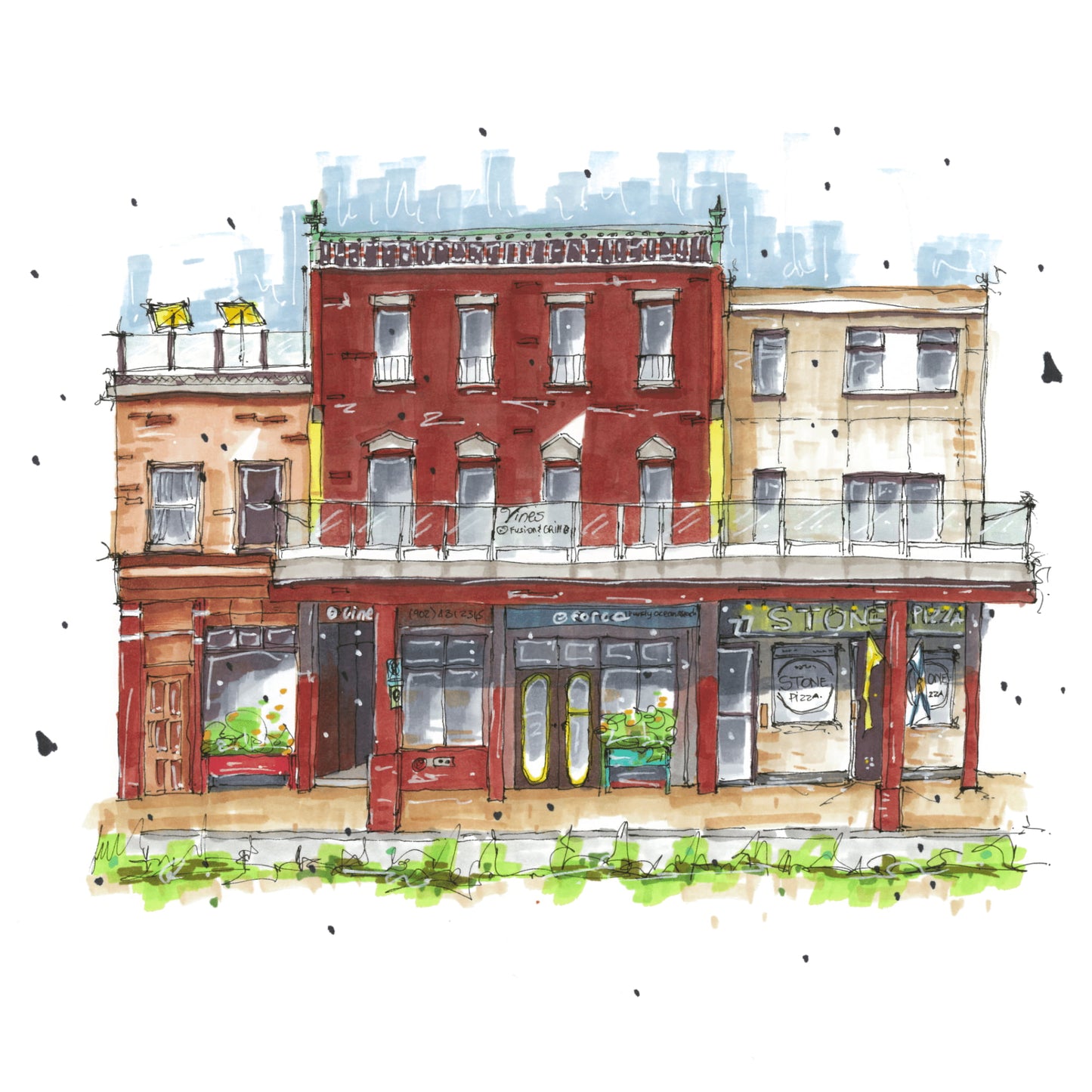 Vines Fusion & Grill, Dartmouth, Nova Scotia, Print, Downtownsketcher, Wynand van Niekerk, DTS0060