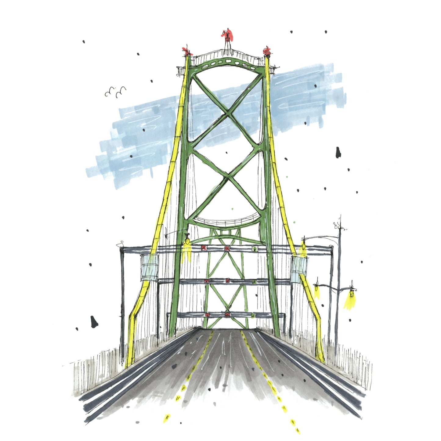Driving the MacDonald Bridge, Halifax, Nova Scotia, Print, Downtownsketcher, Wynand van Niekerk, DTS0061