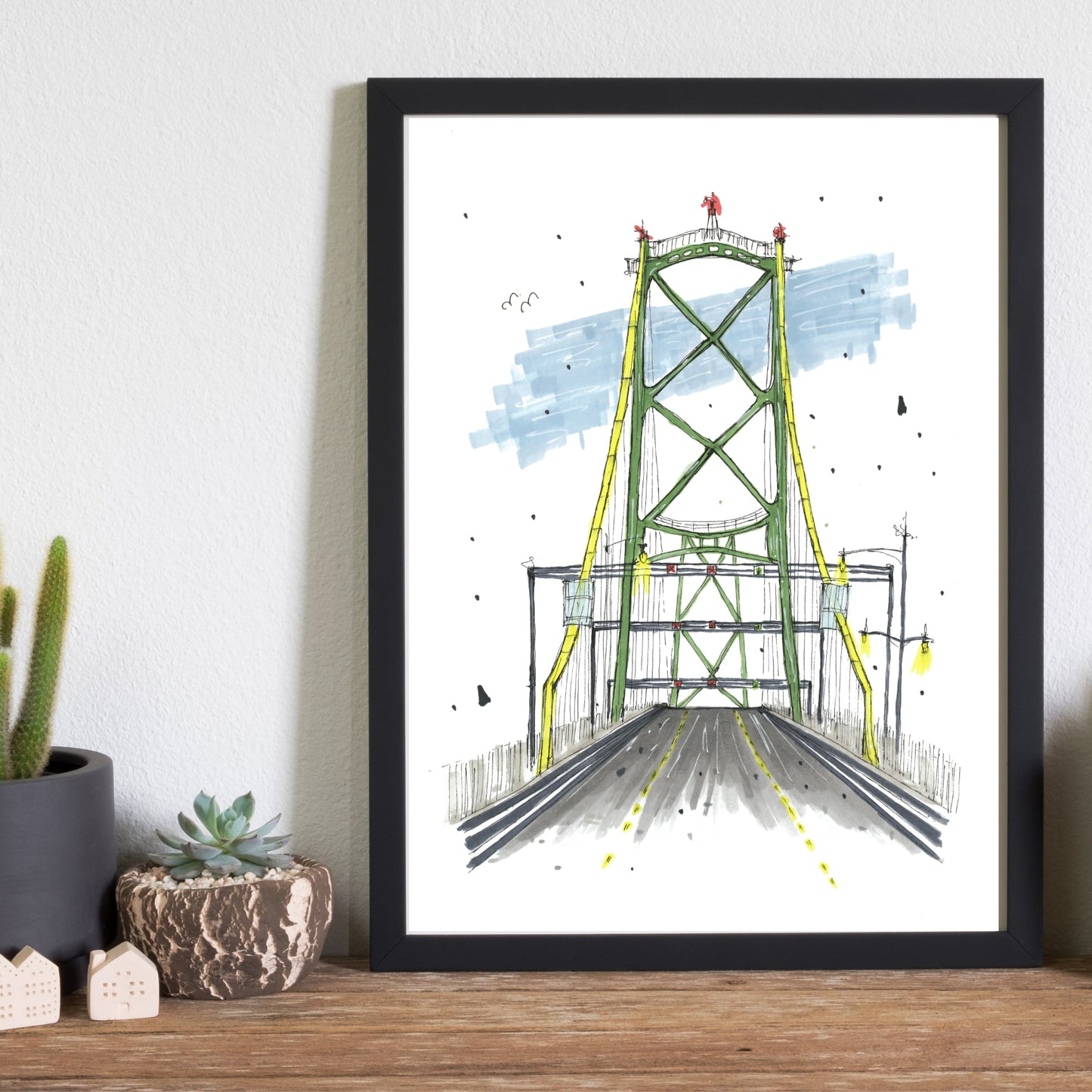 Driving the MacDonald Bridge, Halifax, Nova Scotia, Print, Downtownsketcher, Wynand van Niekerk, DTS0061