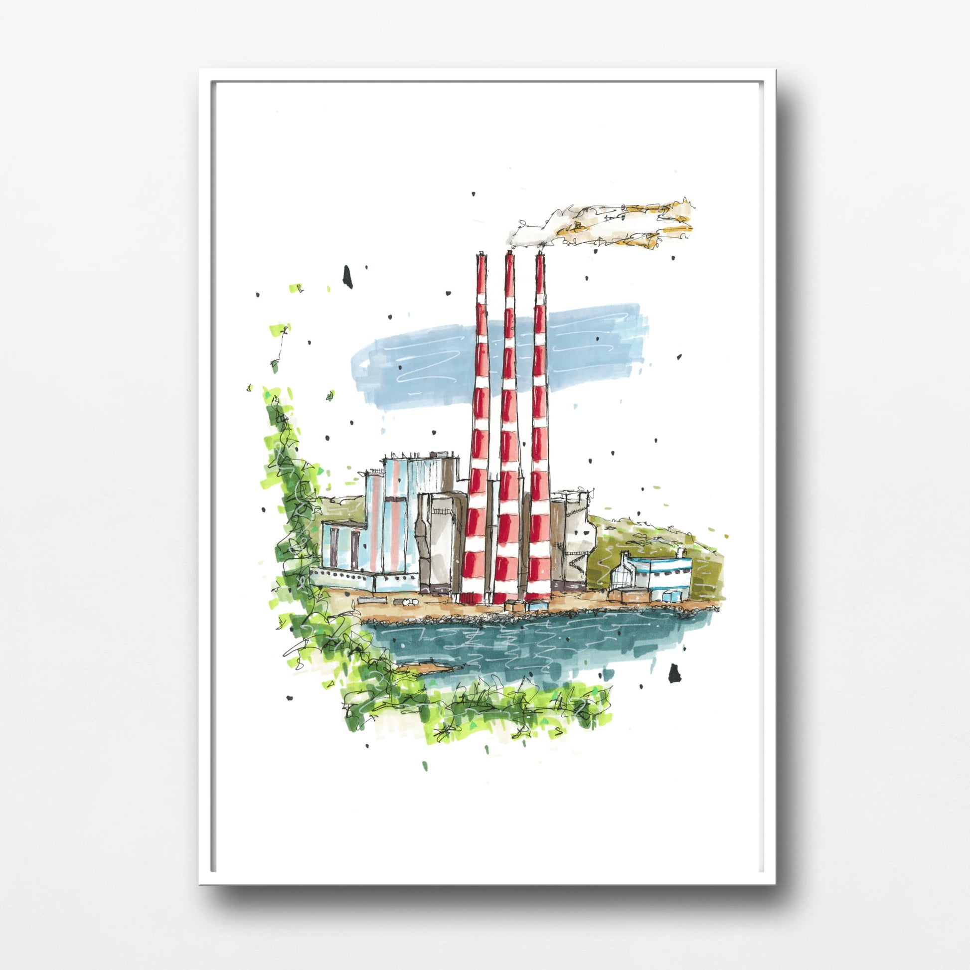 Tufts Cove Generating Station in Colour, Dartmouth, Nova Scotia, Print, Downtownsketcher, Wynand van Niekerk, DTS0062