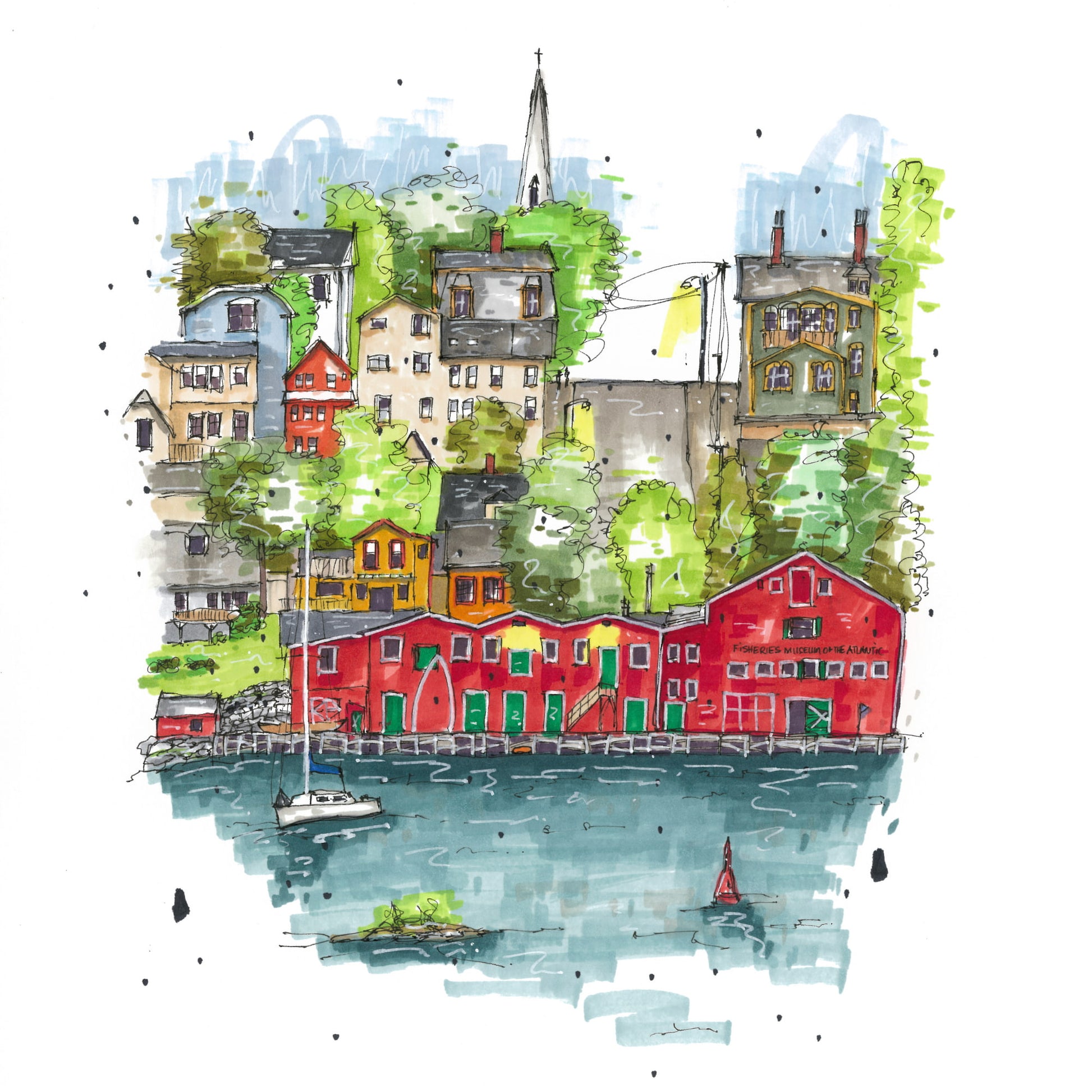 Fisheries Museum of the Atlantic, Lunenburg, Nova Scotia, Print, Downtownsketcher, Wynand van Niekerk, DTS0067