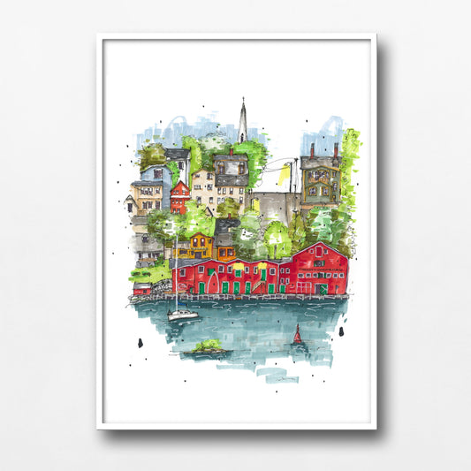 Fisheries Museum of the Atlantic, Lunenburg, Nova Scotia, Print, Downtownsketcher, Wynand van Niekerk, DTS0067