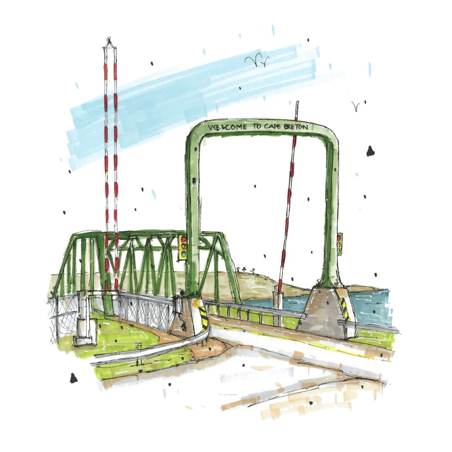 DTS0107 - Canso Causeway Cape Breton Island, Print, Downtownsketcher, Wynand van Niekerk, DTS0087