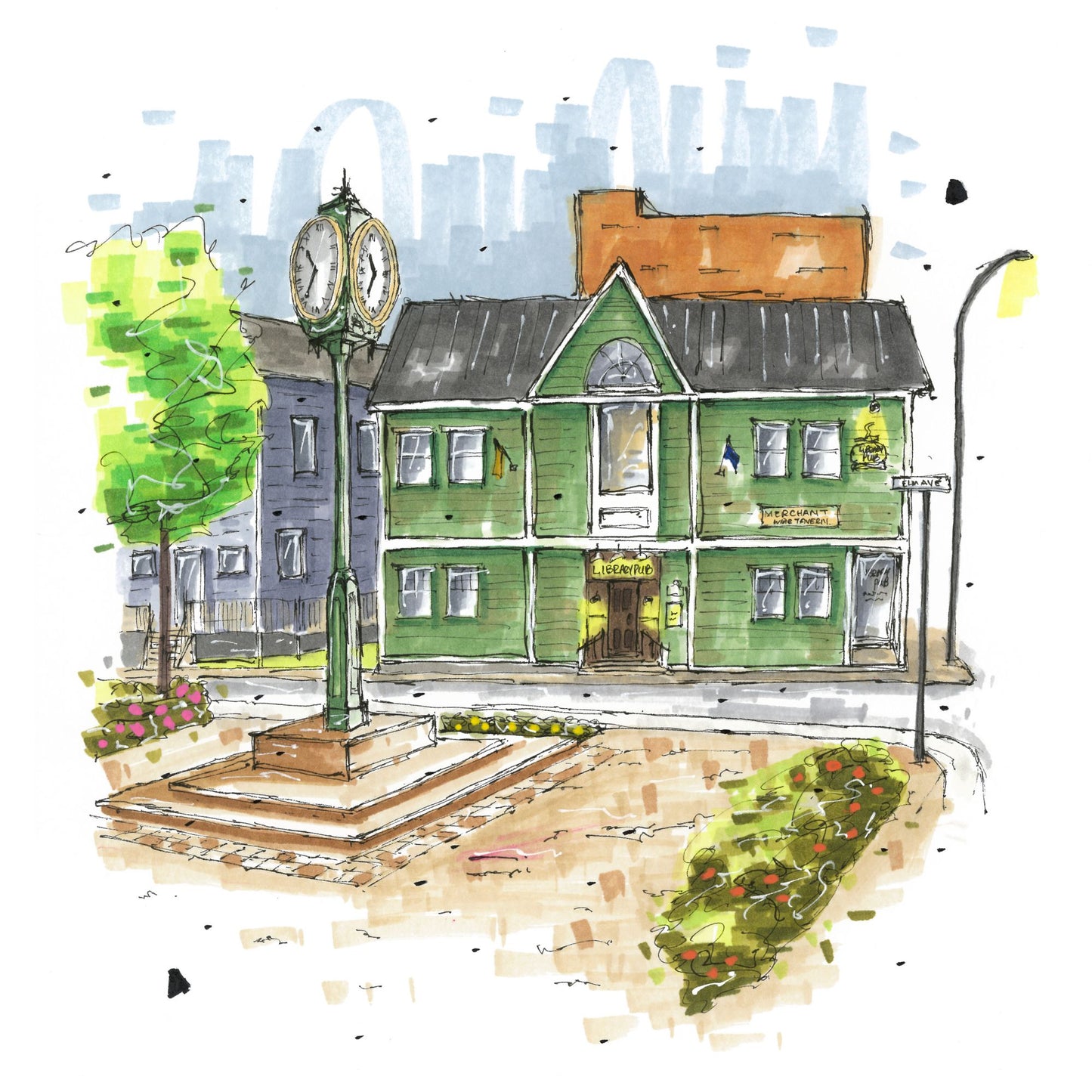 DTS0115 The Library Pub Wolfville, Print, Downtownsketcher, Wynand van Niekerk, DTS0087
