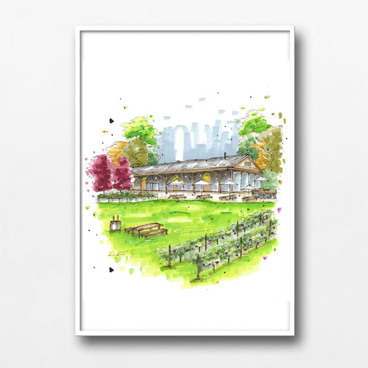 DTS0116 Benjamin Bridge Winery Wolfville, Print, Downtownsketcher, Wynand van Niekerk, DTS0087