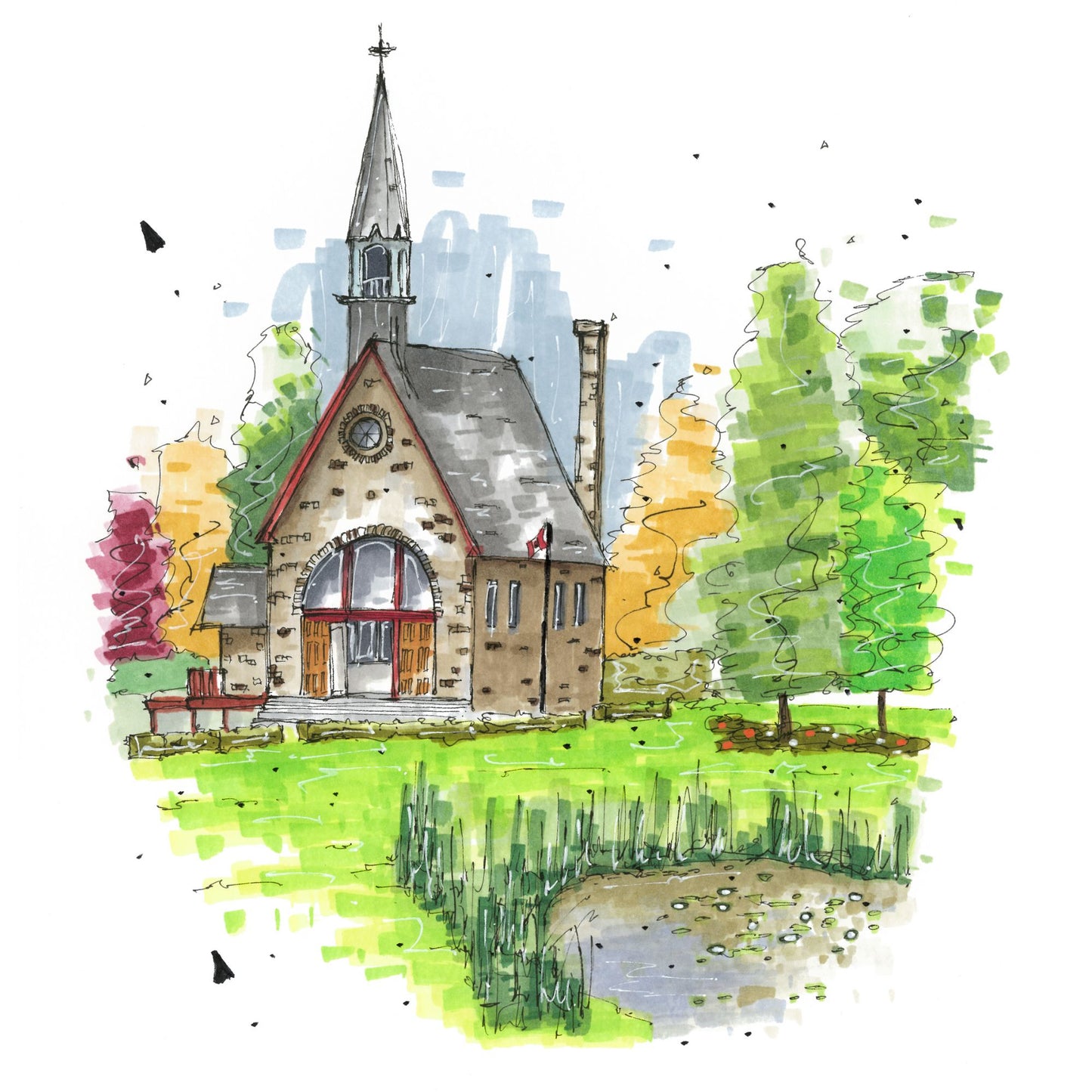DTS0117 Grand-Pré National Historic Site, Print, Downtownsketcher, Wynand van Niekerk, DTS0087