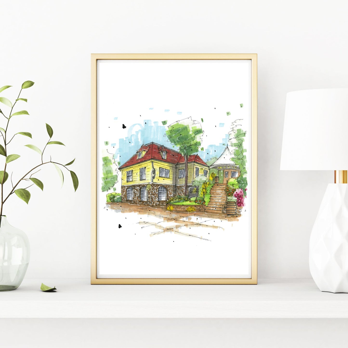 DTS0118 Domaine de Grand Pré Wines, Wolfville, Nova Scotia, Print, Downtown Sketcher, Wynand van Niekerk, DTS0087
