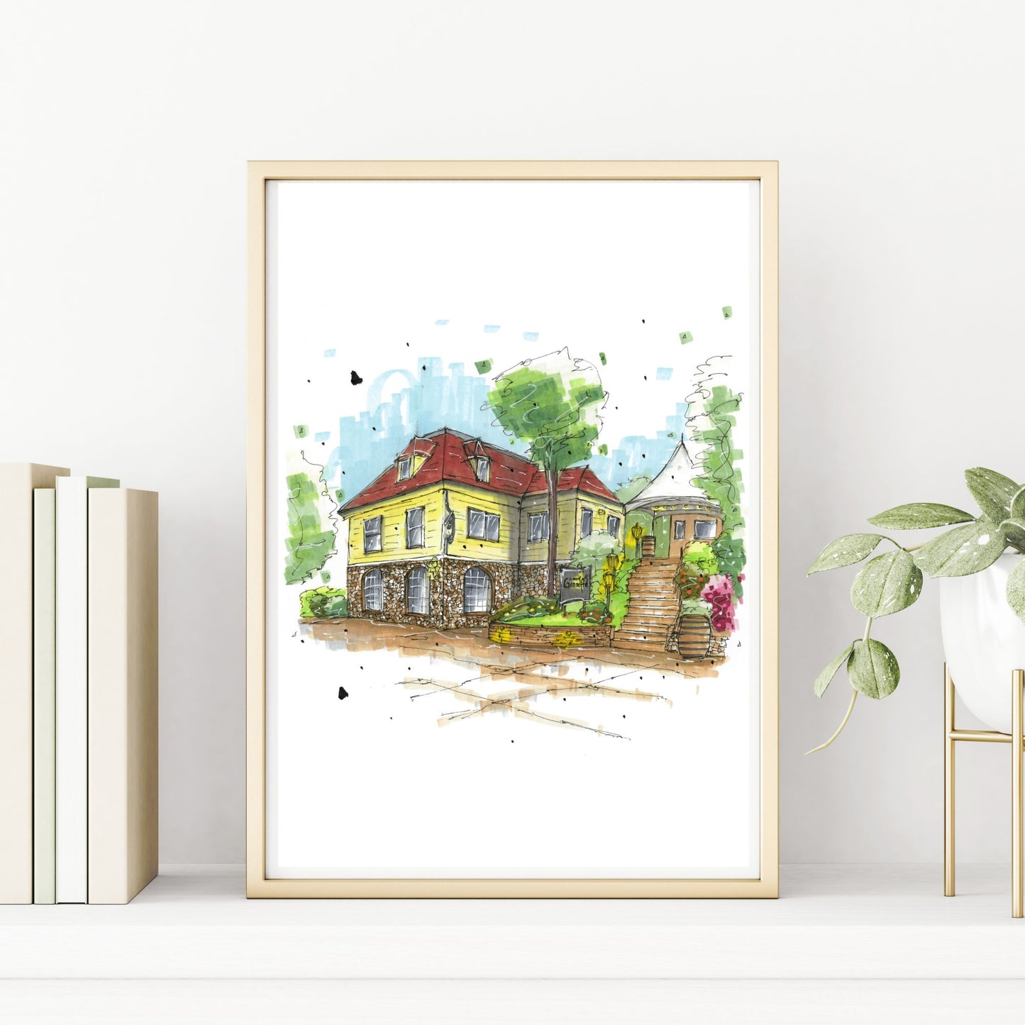 DTS0118 Domaine de Grand Pré Wines, Wolfville, Nova Scotia, Print, Downtown Sketcher, Wynand van Niekerk, DTS0087