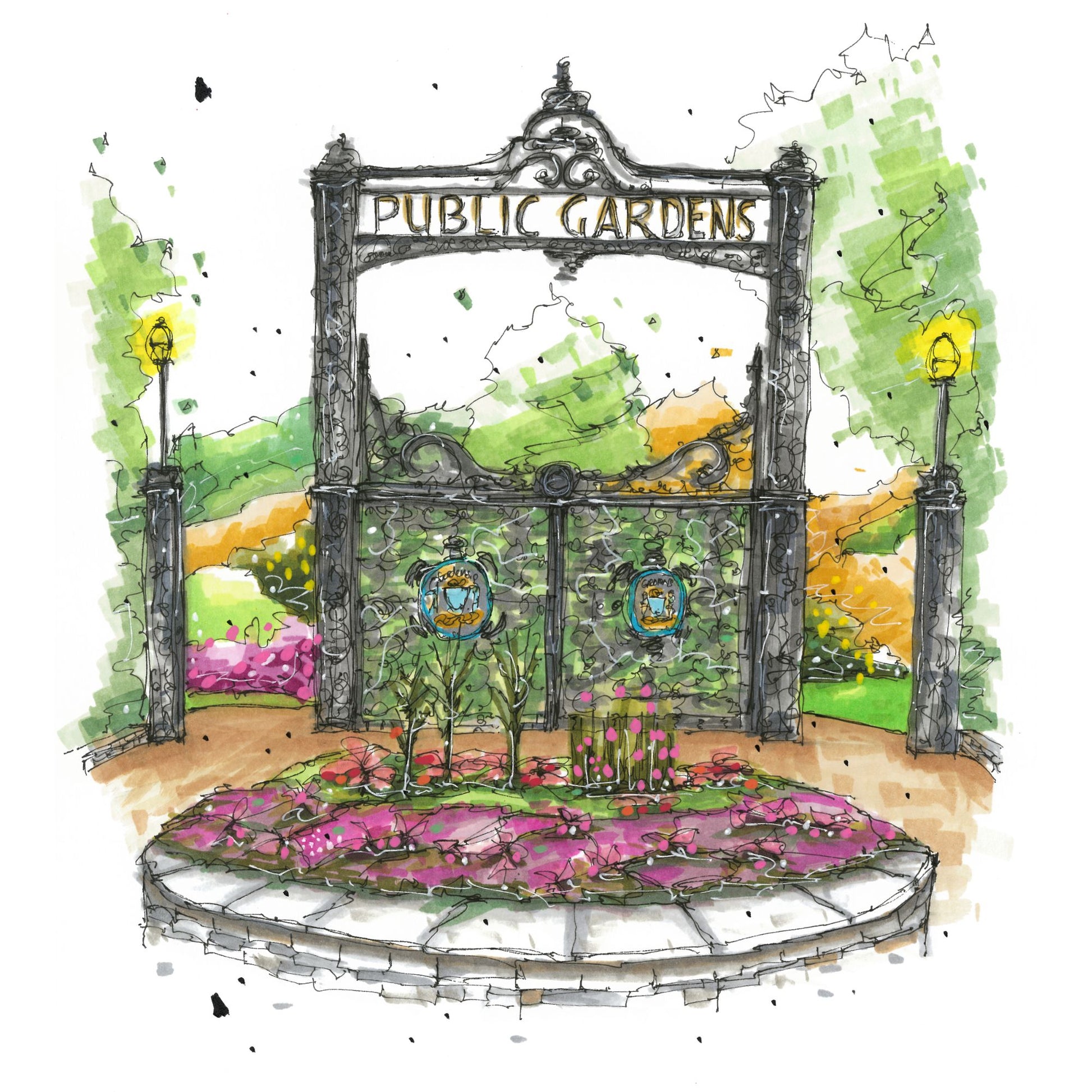 DTS0123 Halifax Public Gardens - Downtown Coasters by Downtown Sketcher