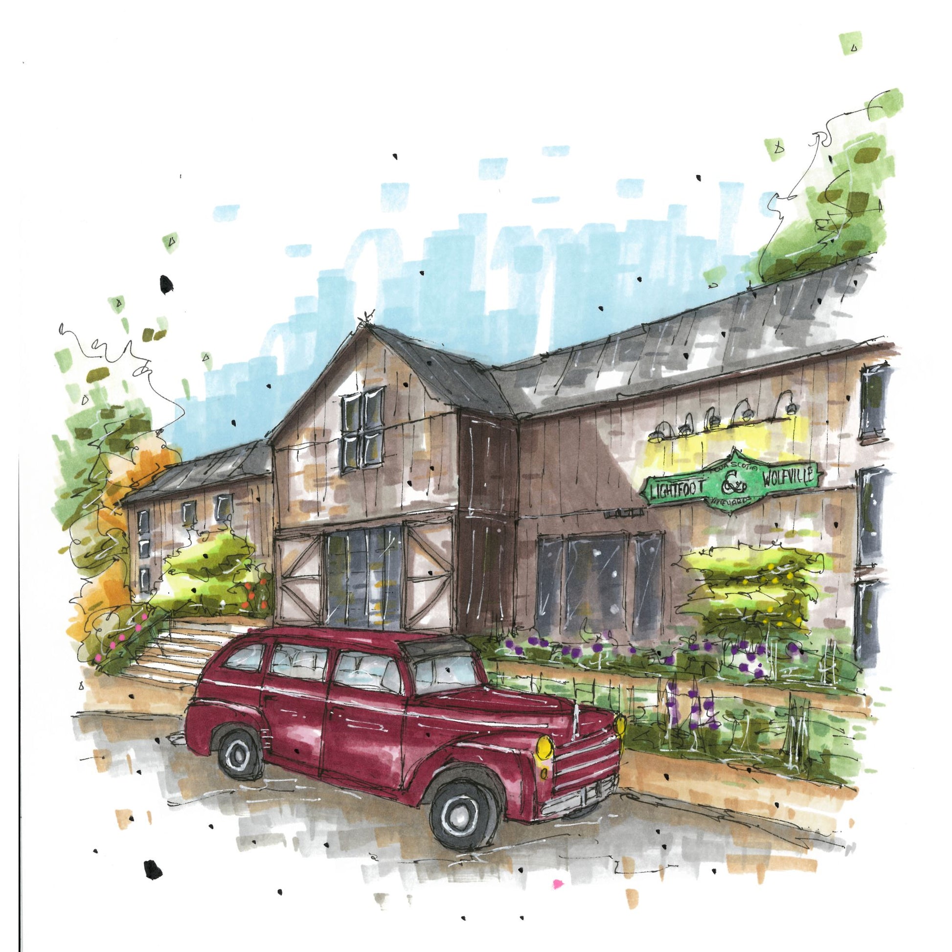 DTS0125 Lightfoot & Wolfville, Nova Scotia, Print, Downtown Sketcher, Wynand van Niekerk, DTS0087