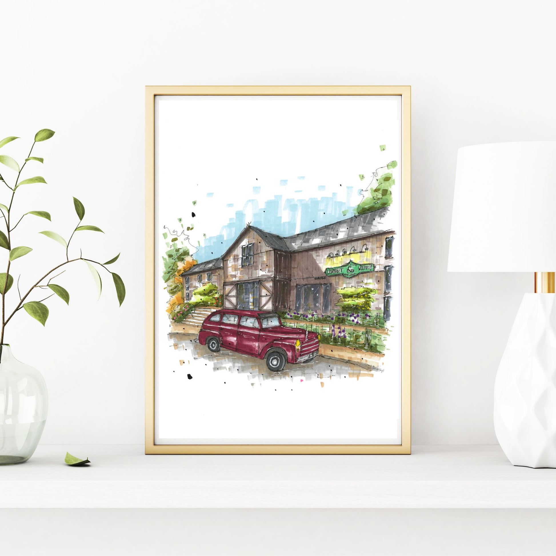 DTS0125 Lightfoot & Wolfville, Nova Scotia, Print, Downtown Sketcher, Wynand van Niekerk, DTS0087