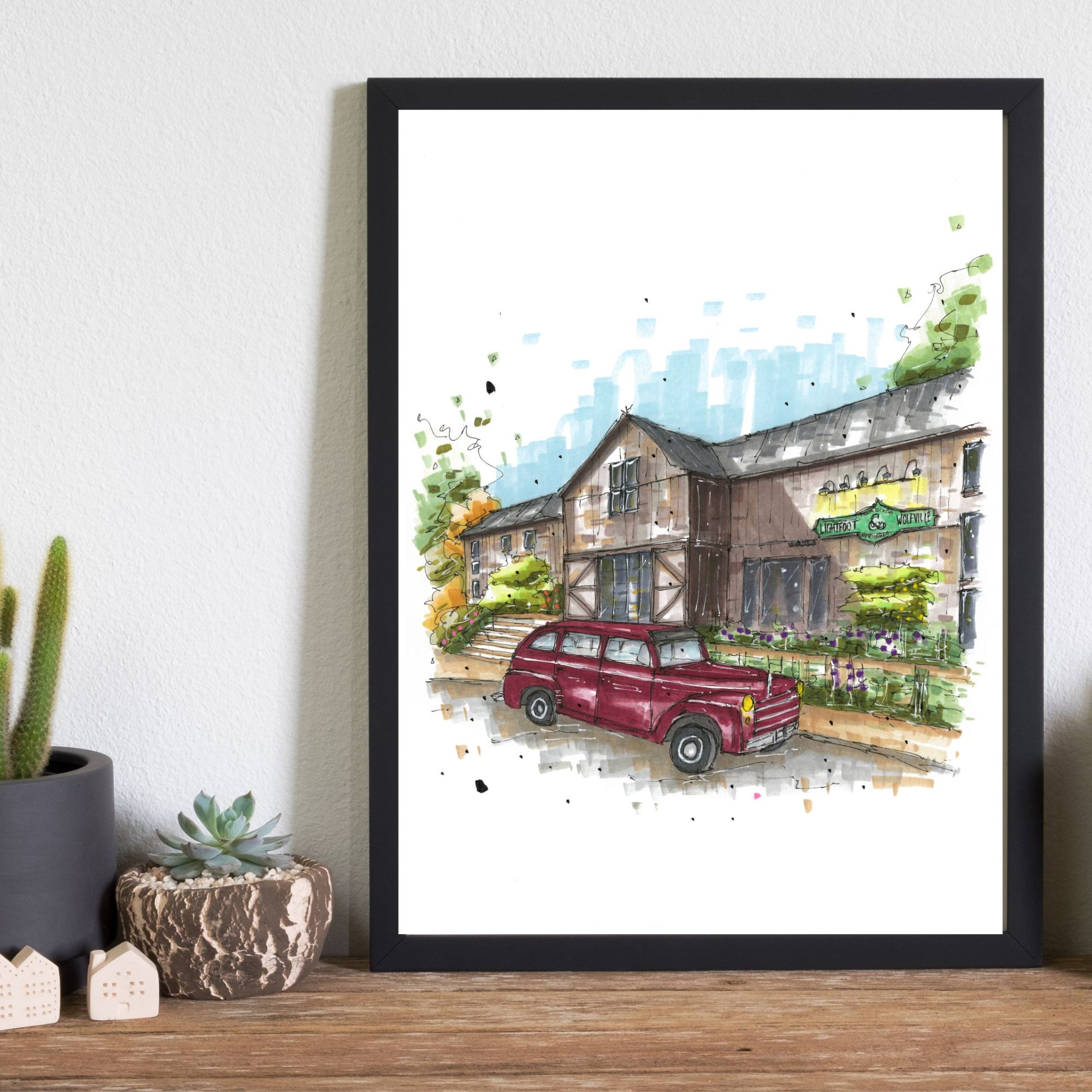 DTS0125 Lightfoot & Wolfville, Nova Scotia, Print, Downtown Sketcher, Wynand van Niekerk, DTS0087