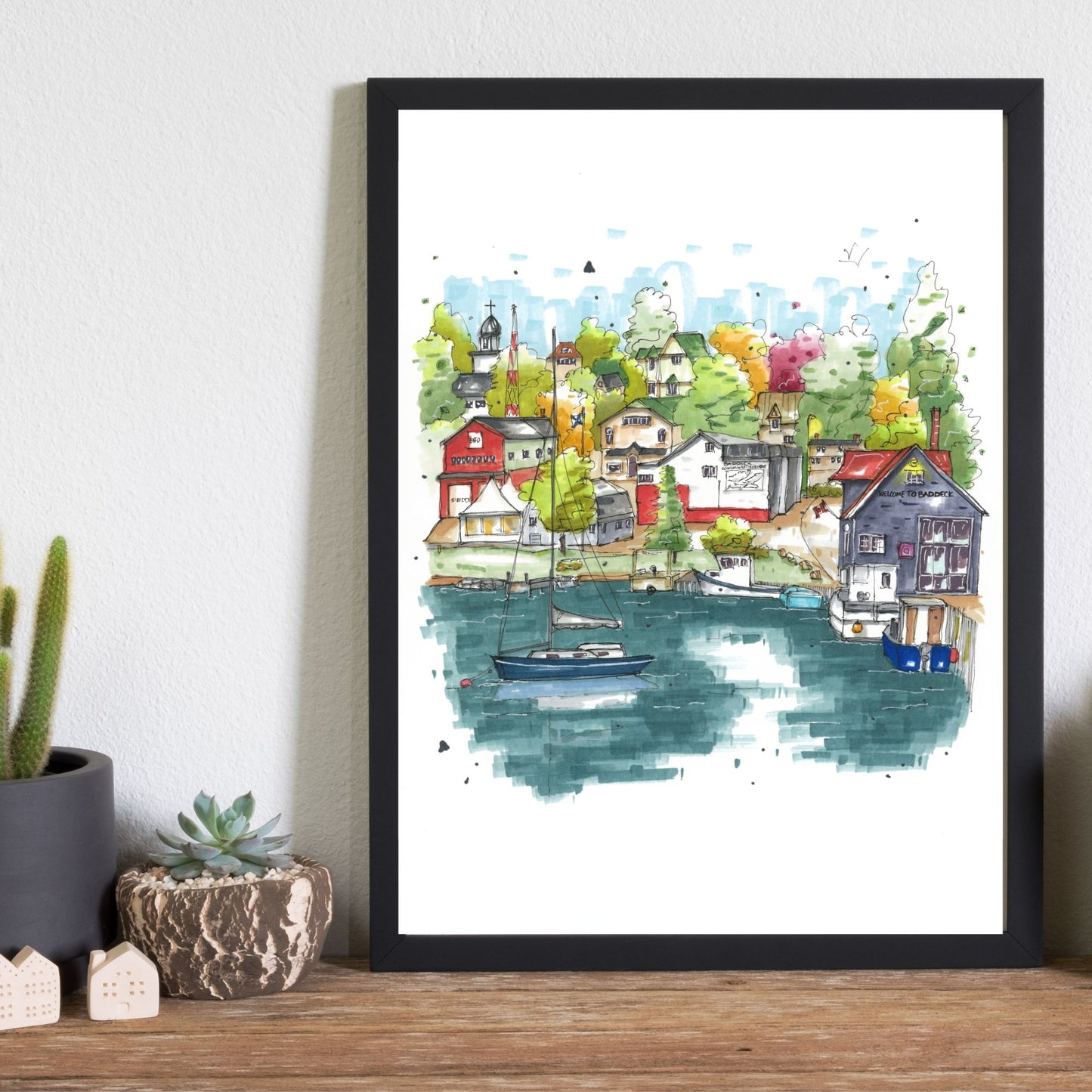 DTS0152 Baddeck Waterfront, Nova Scotia, Downtown Sketcher