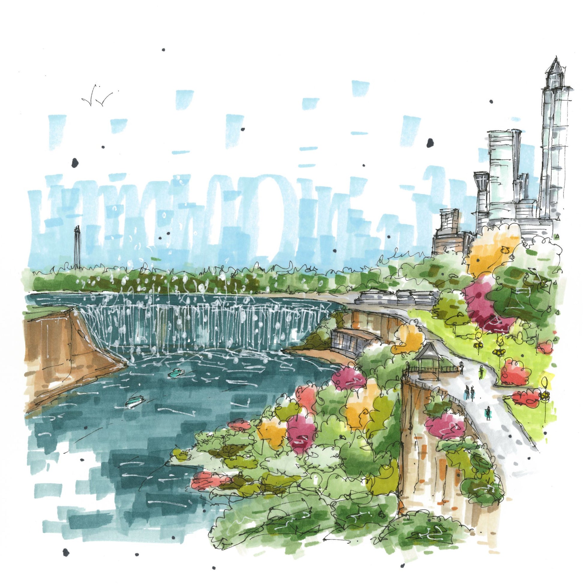 DTS0186 Niagara Falls Ontario, Canada - Downtown Sketcher