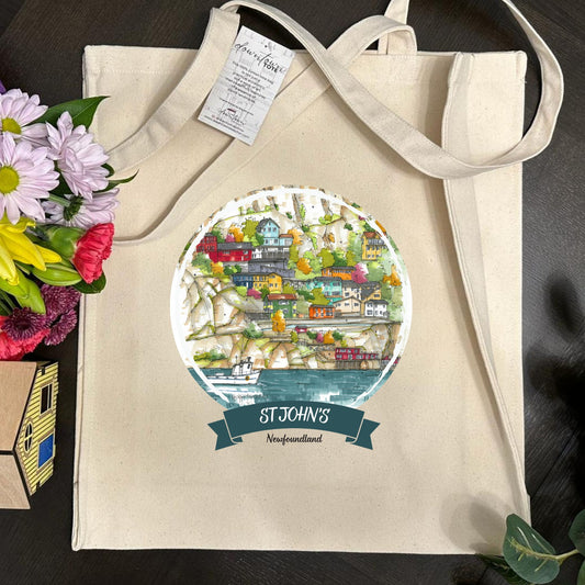 DTS0202 The Battery, St John's, Newfoundland - Tote Bag  - Downtown Sketcher - Tall - Downtown Tote - Downtown Sketcher