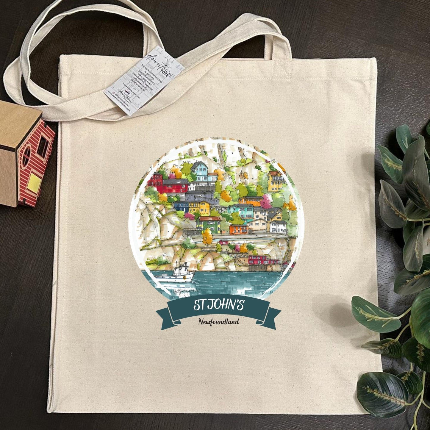 DTS0202 The Battery, St John's, Newfoundland - Tote Bag - Downtown Sketcher - Tall - Downtown Tote - Downtown Sketcher