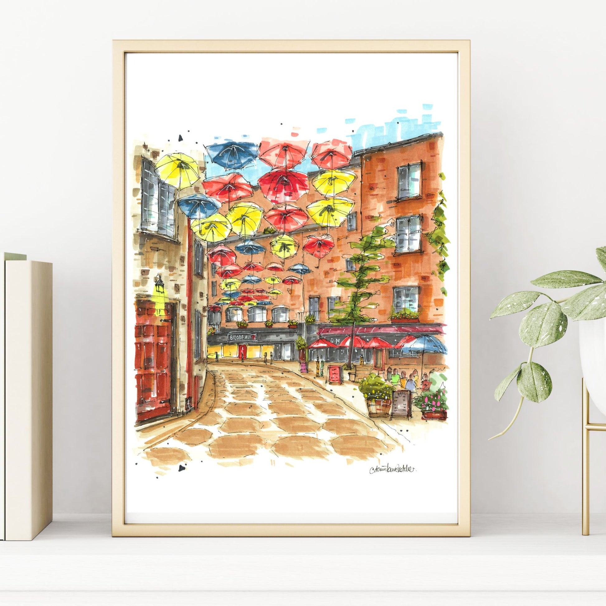 DTS0204 Umbrella Alley, Quebec City - Downtown Sketcher