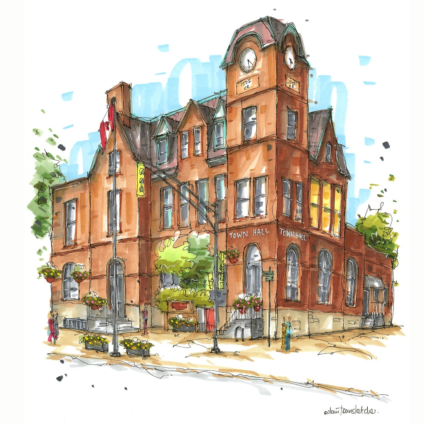 DTS0213 Antigonish Town Hall, Nova Scotia - Downtown Sketcher