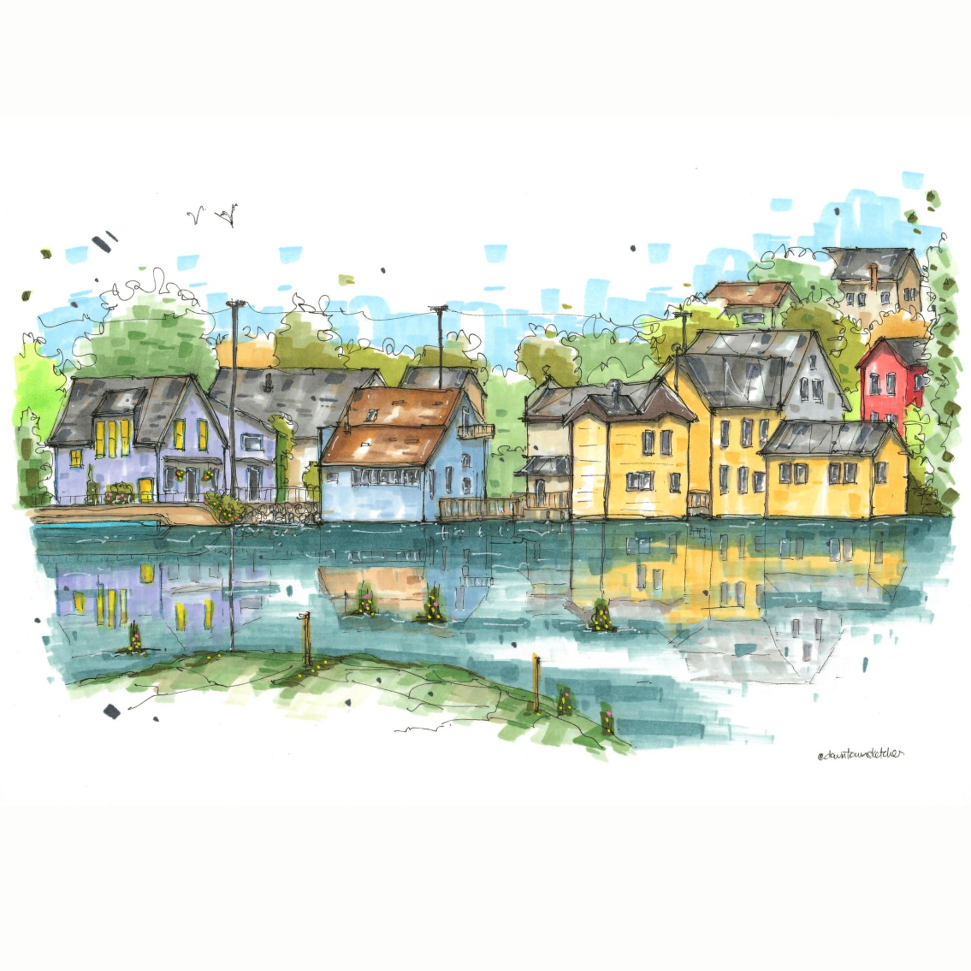 DTS0219 Bear River High Tide, Nova Scotia - Downtown Sketcher