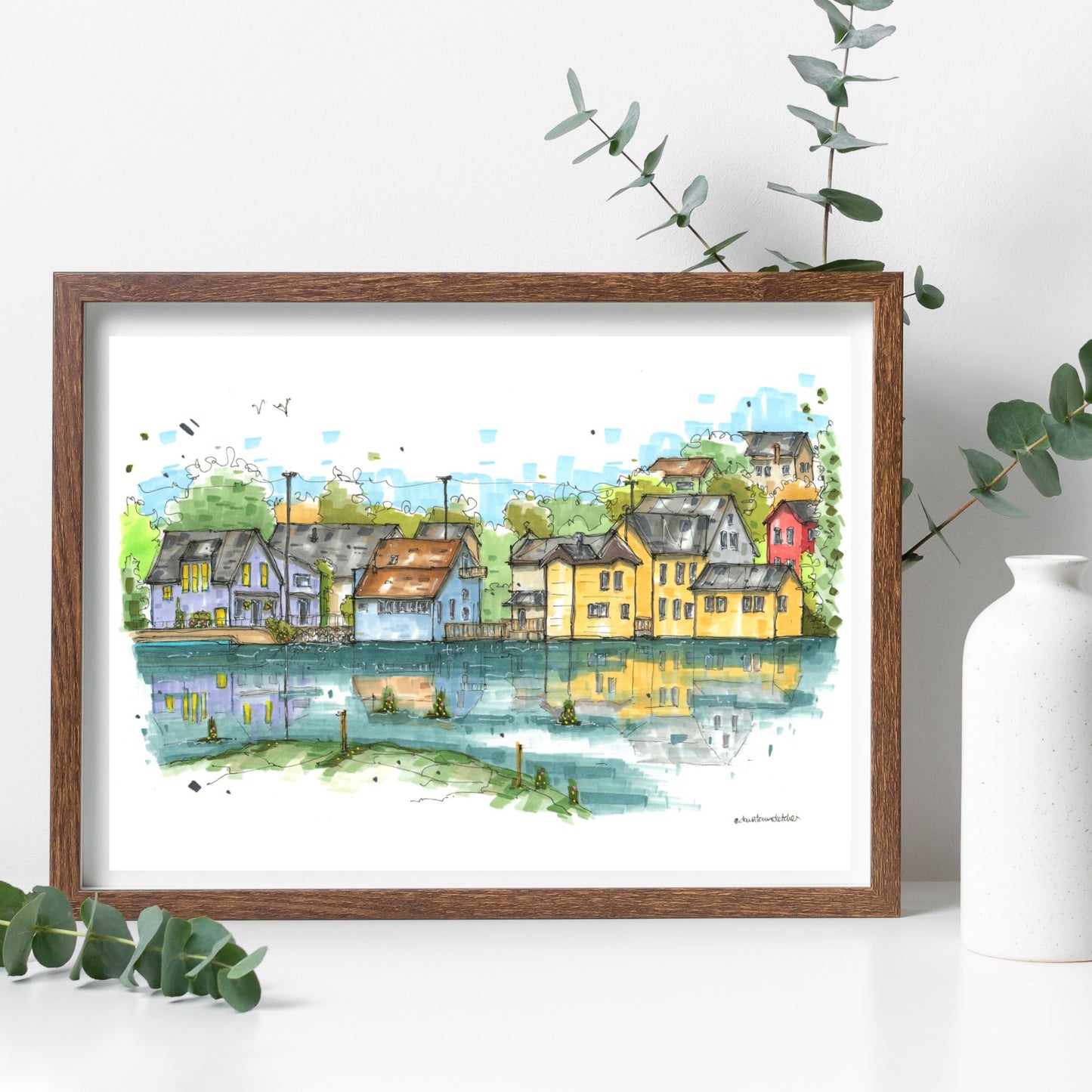 DTS0219 Bear River High Tide, Nova Scotia - Downtown Sketcher