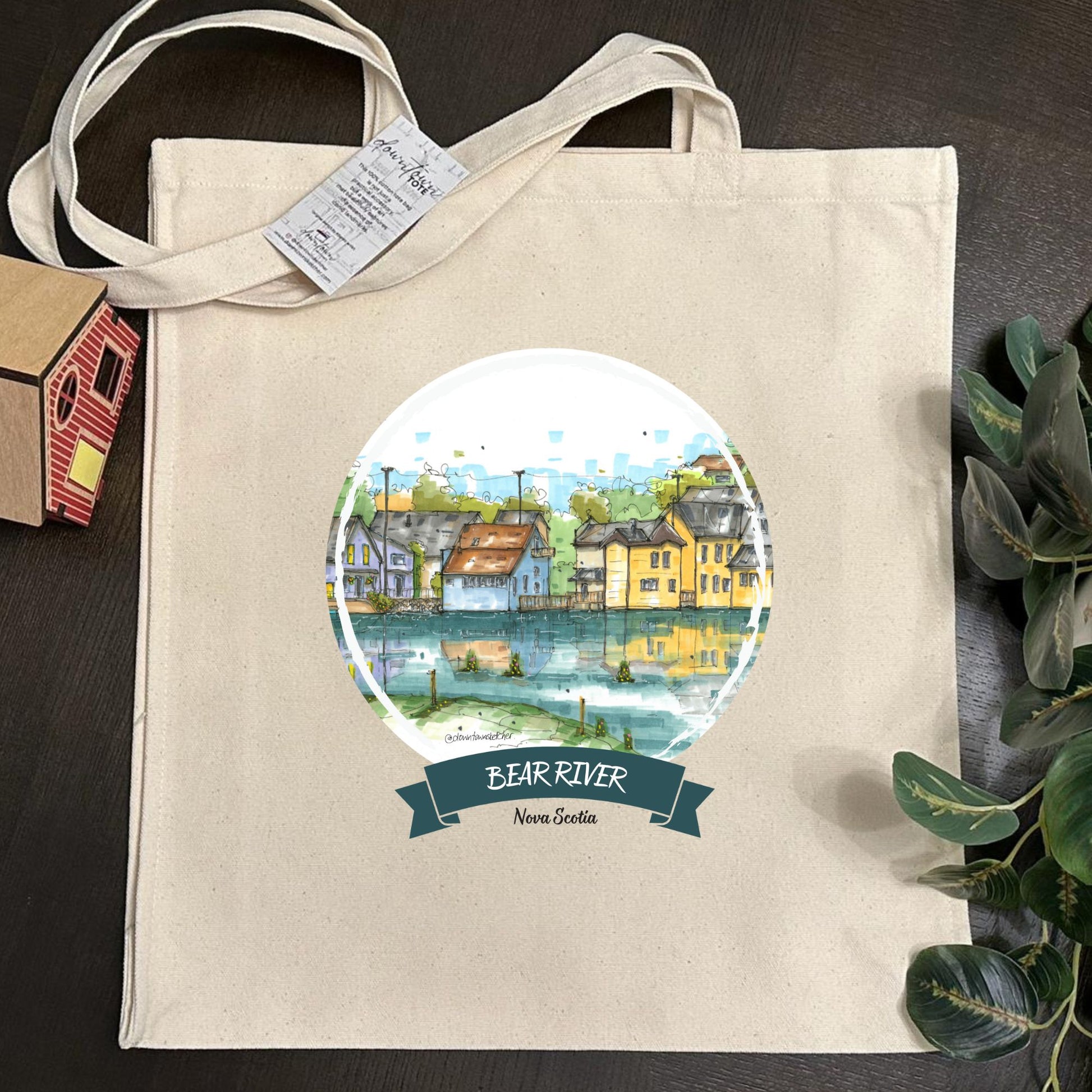DTS0219 Bear River High Tide, Nova Scotia - Downtown Tote Tall- Downtown Sketcher